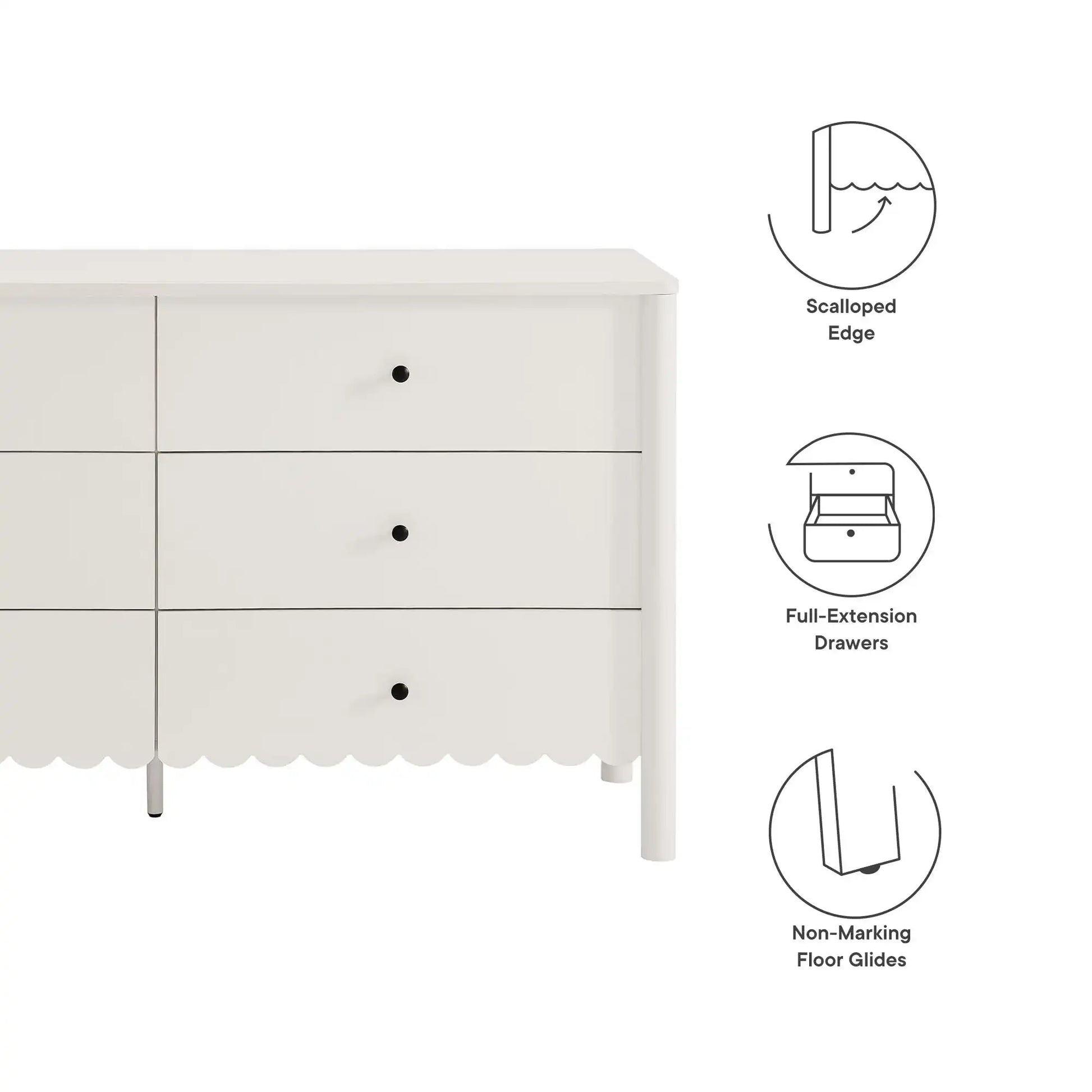 Emmeline Scalloped 6-Drawer Dresser - Best Buy Furniture