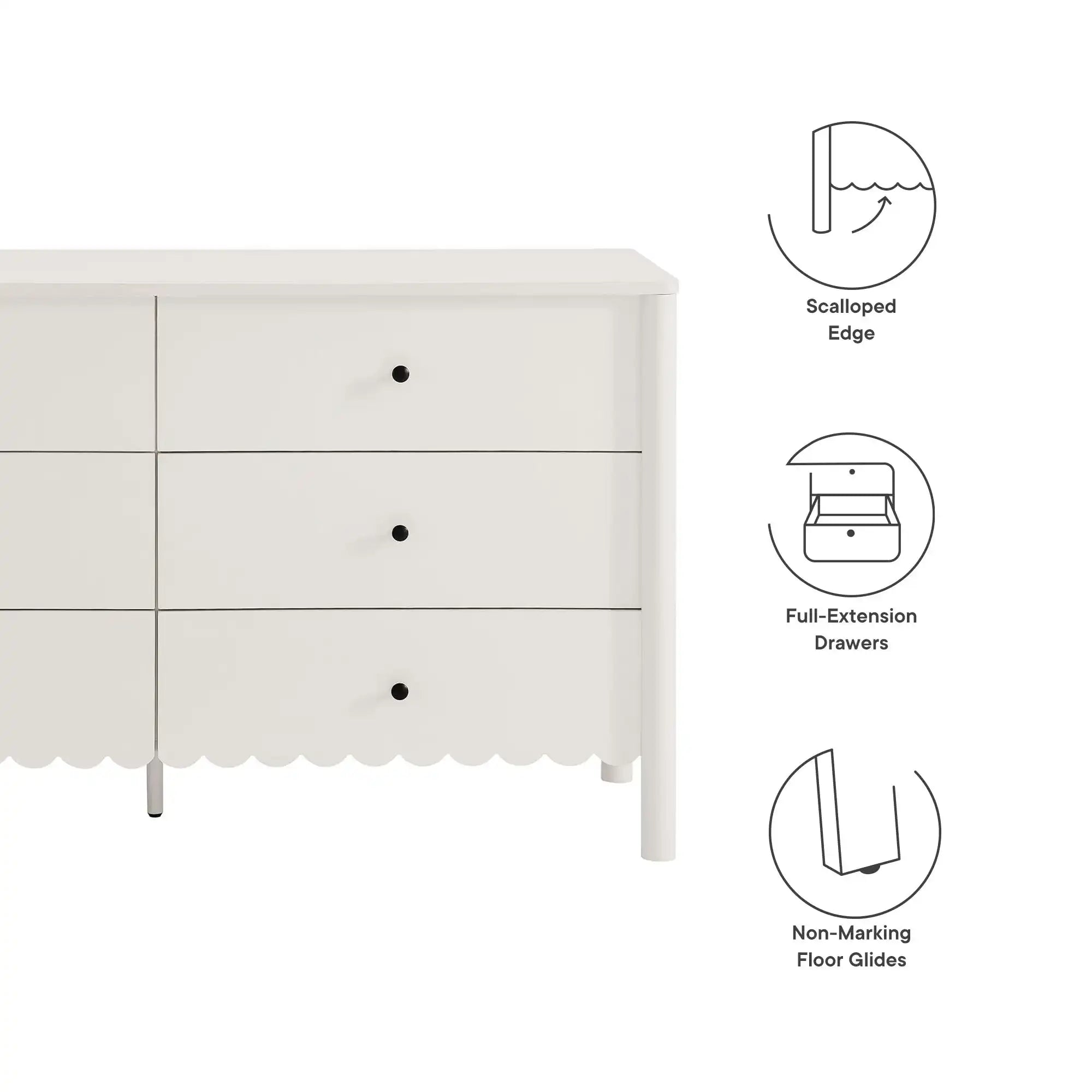 Emmeline Scalloped 6-Drawer Dresser - Best Buy Furniture