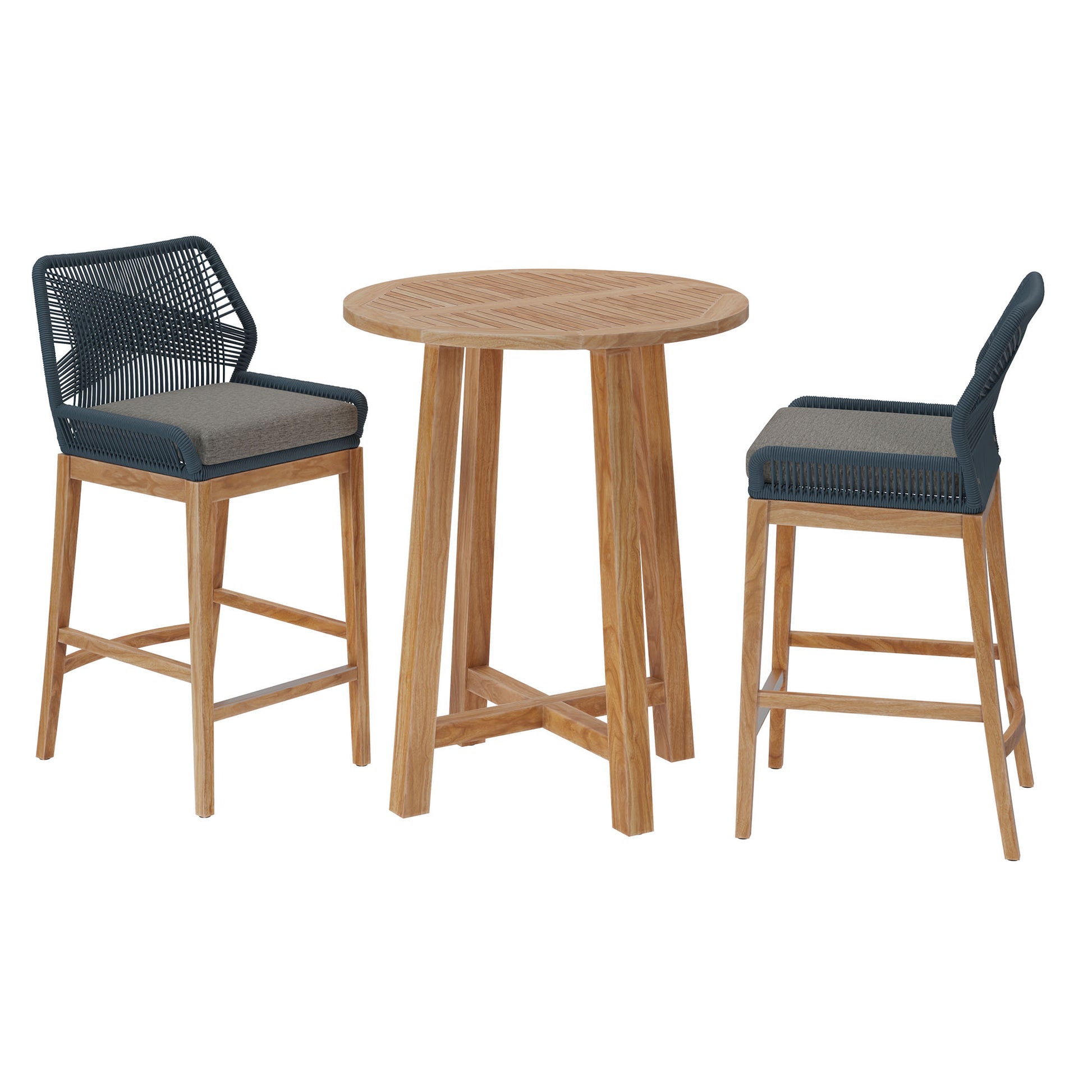 Wellspring 3-Piece Outdoor Patio Teak Wood Bar Set by Modway - Best Buy Furniture