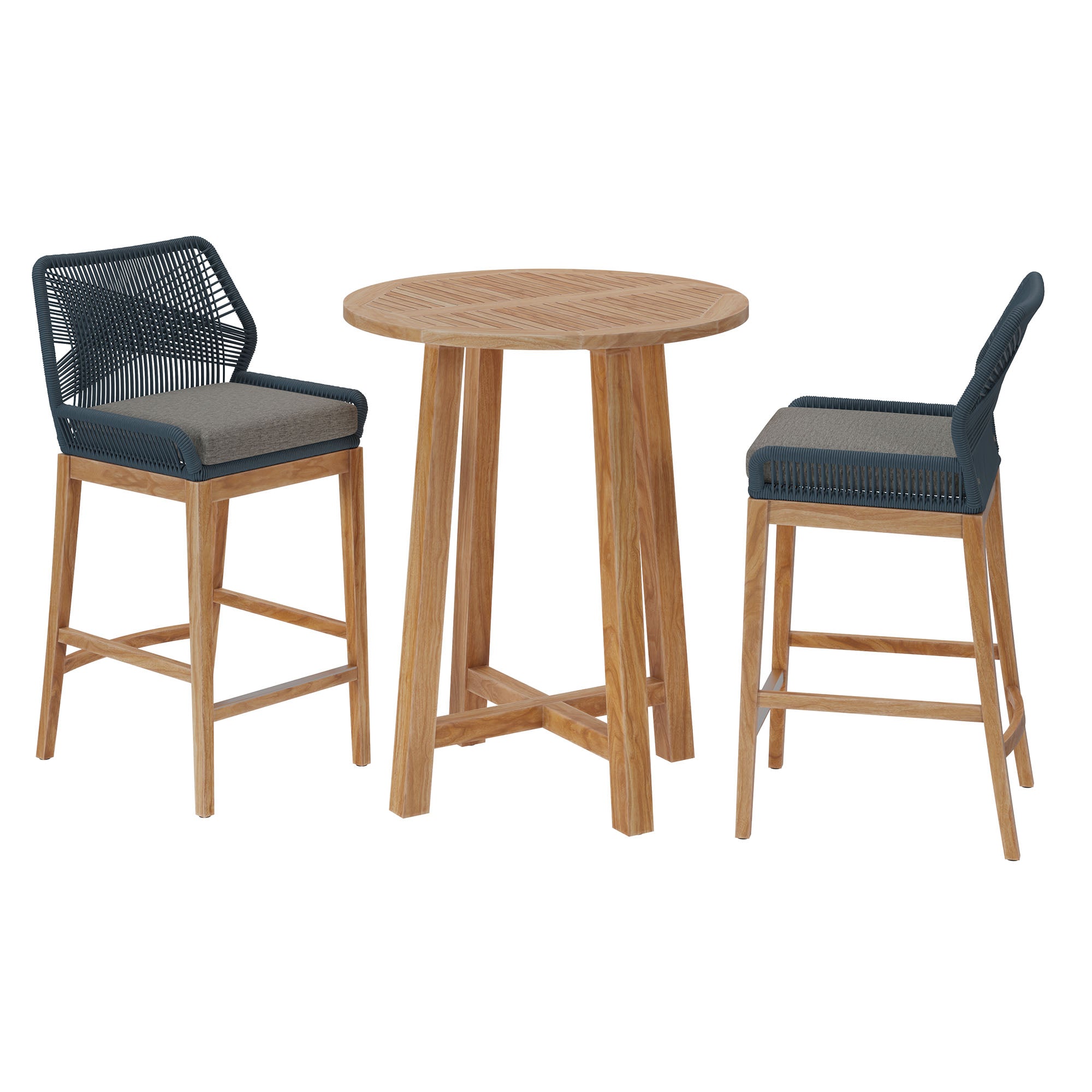 Wellspring 3-Piece Outdoor Patio Teak Wood Bar Set by Modway - Best Buy Furniture