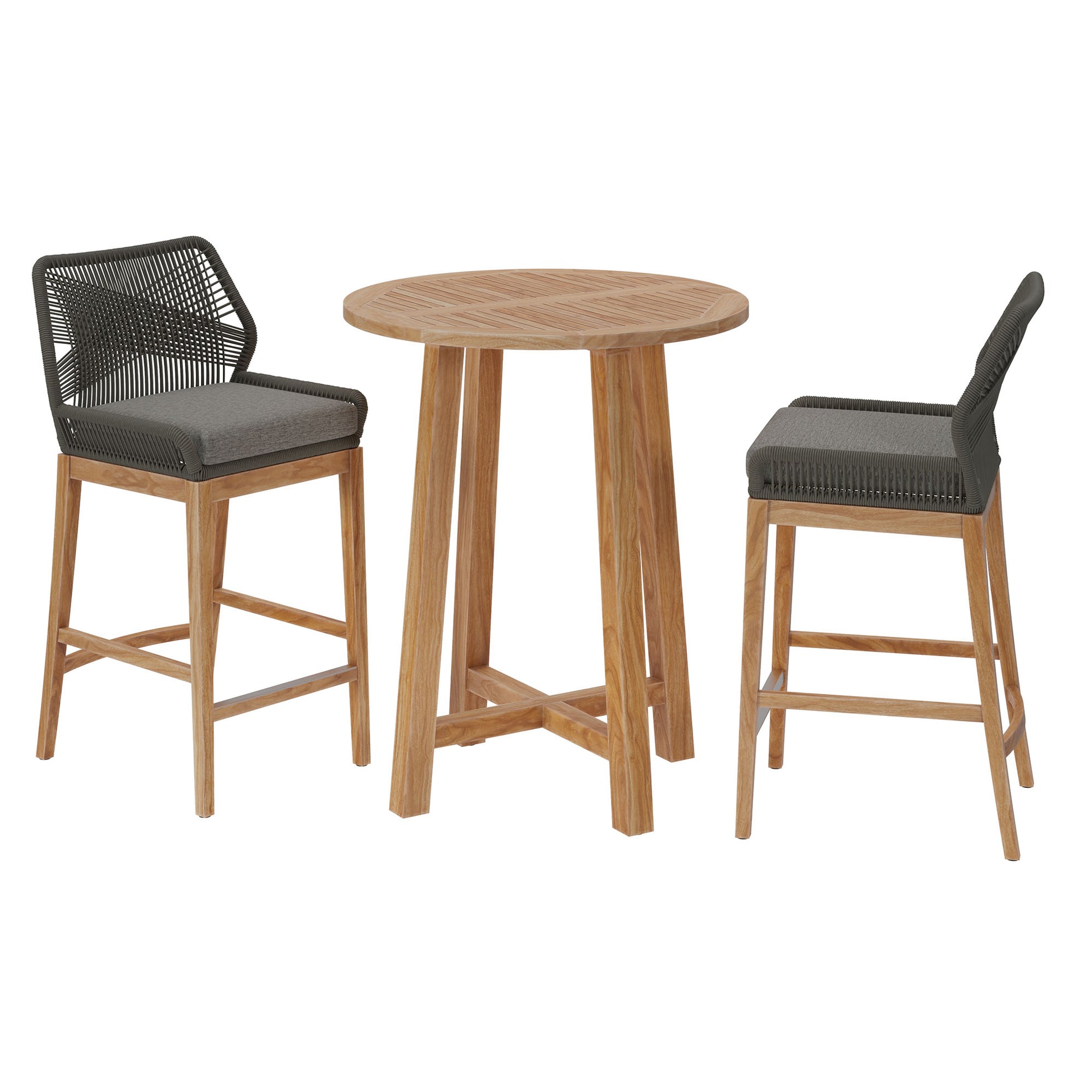 Wellspring 3-Piece Outdoor Patio Teak Wood Bar Set by Modway - Best Buy Furniture
