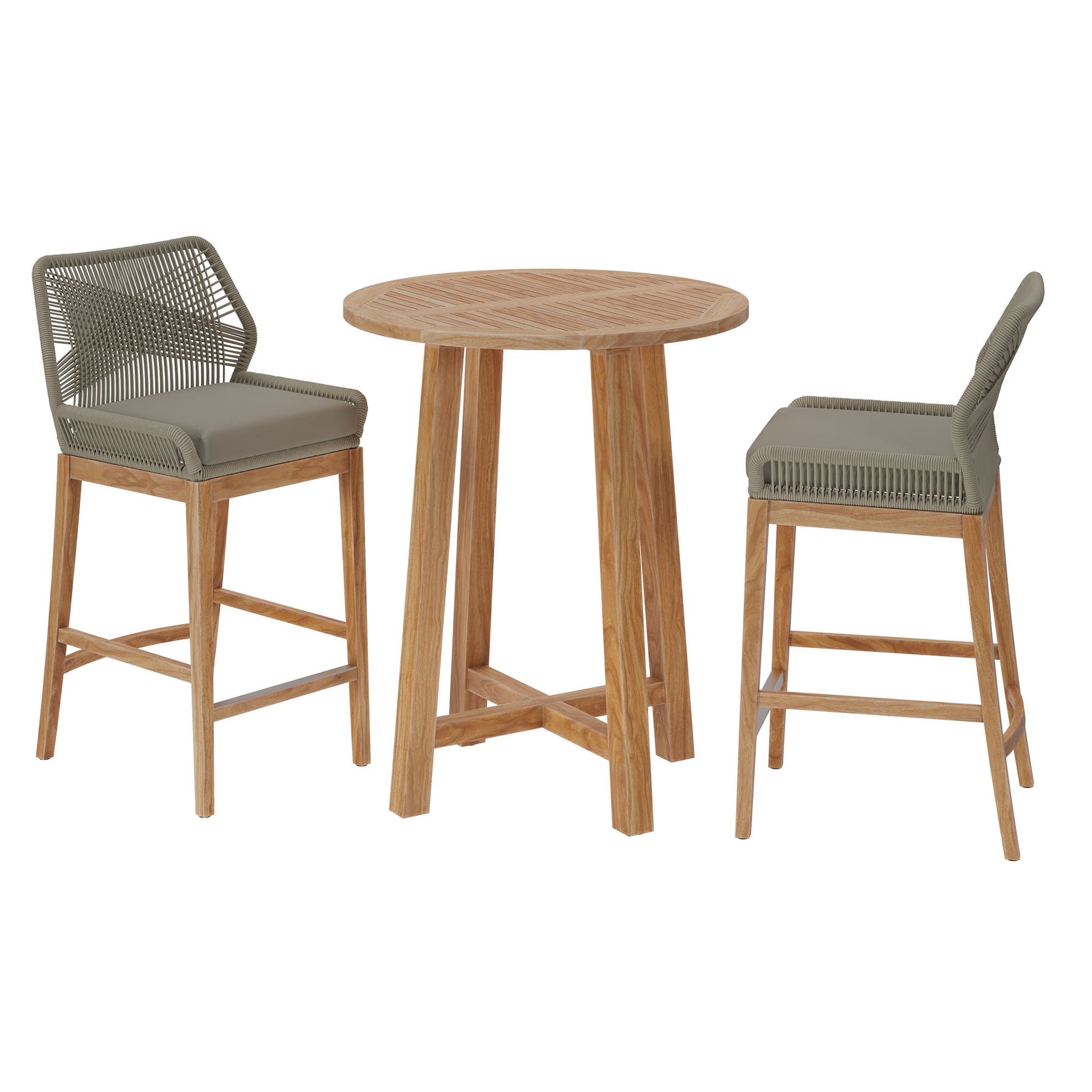 Wellspring 3-Piece Outdoor Patio Teak Wood Bar Set by Modway - Best Buy Furniture