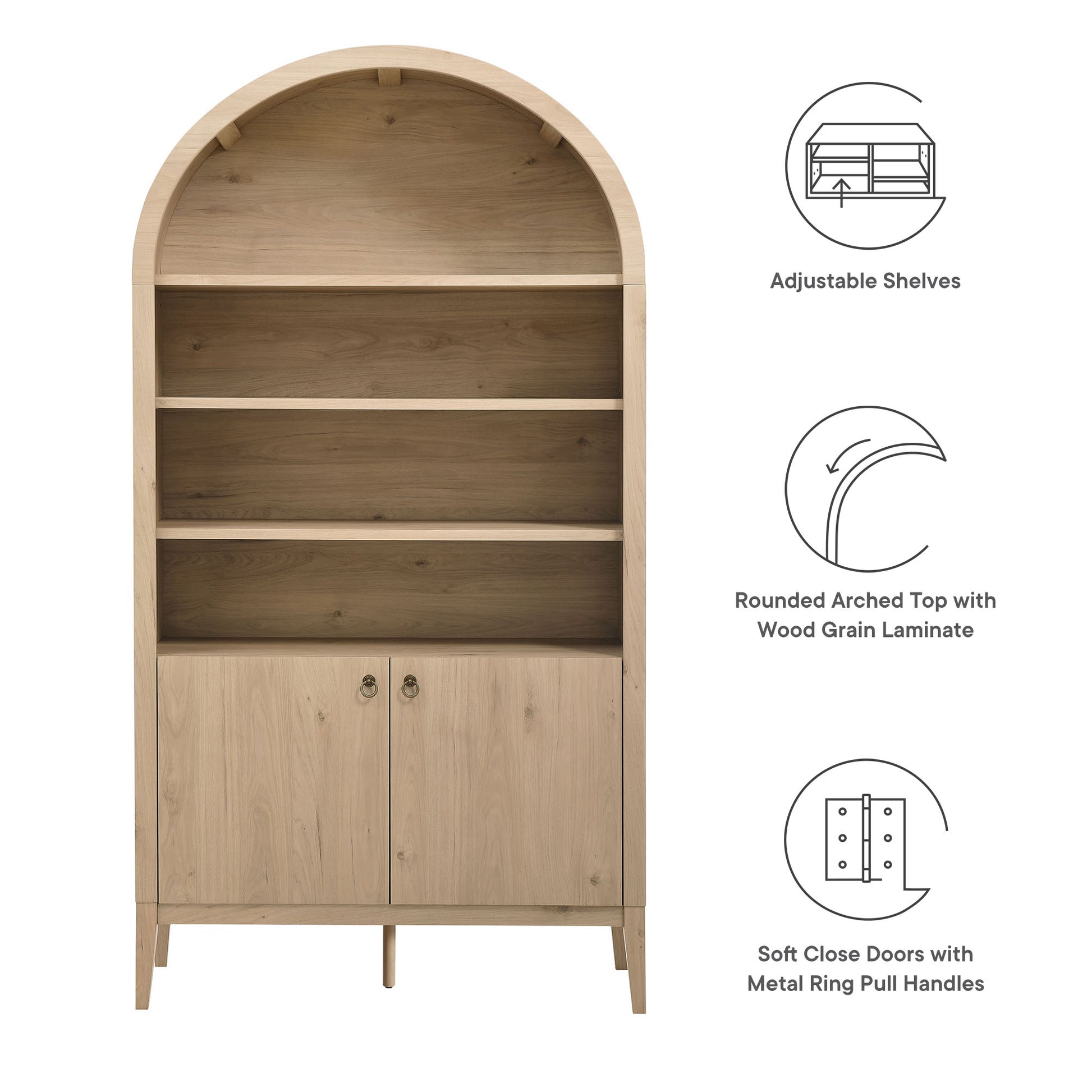 Nolan 74" Tall Wide Arched Storage Display Cabinet Bookshelf by Modway - Best Buy Furniture