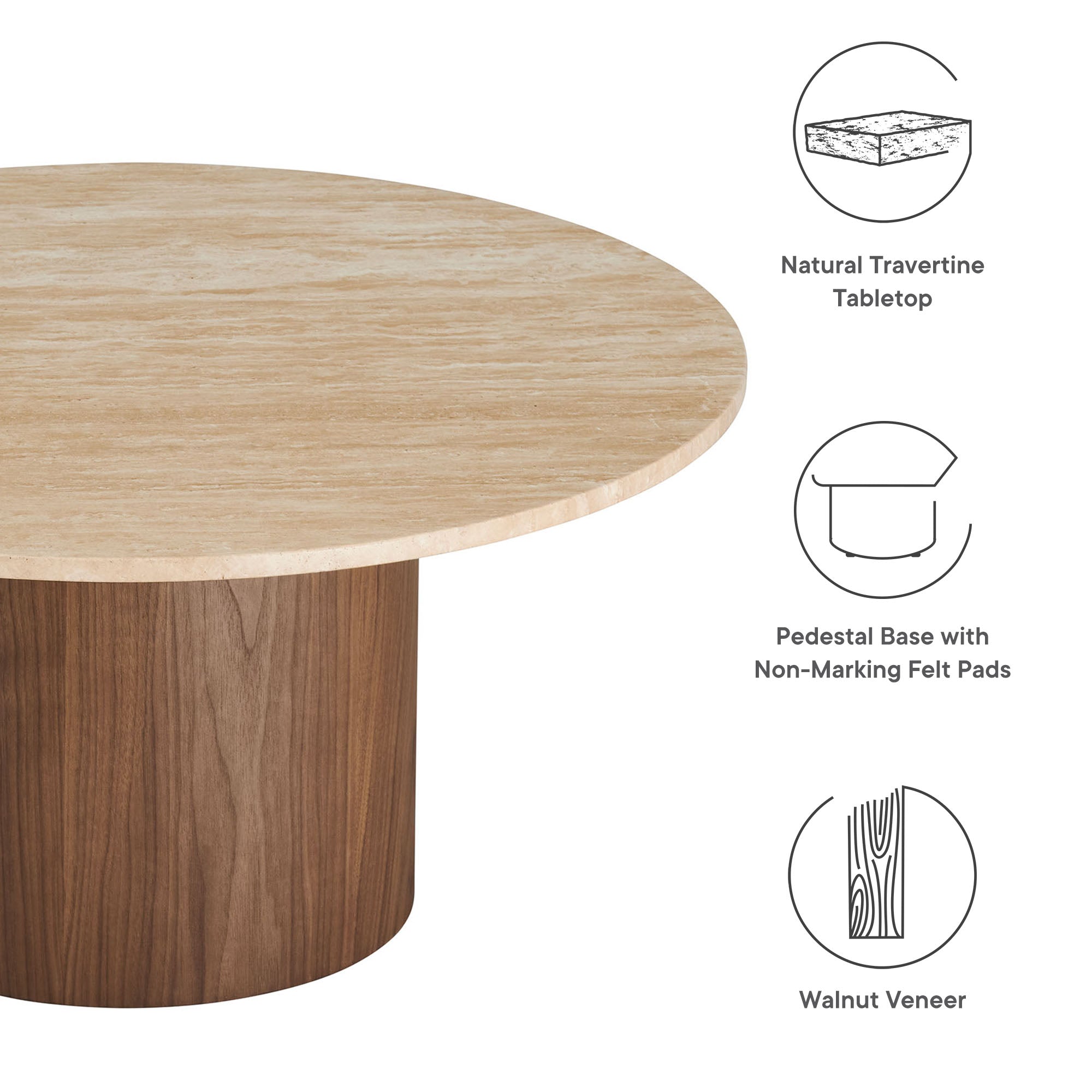 Kioni Round Travertine Coffee Table by Modway - Best Buy Furniture