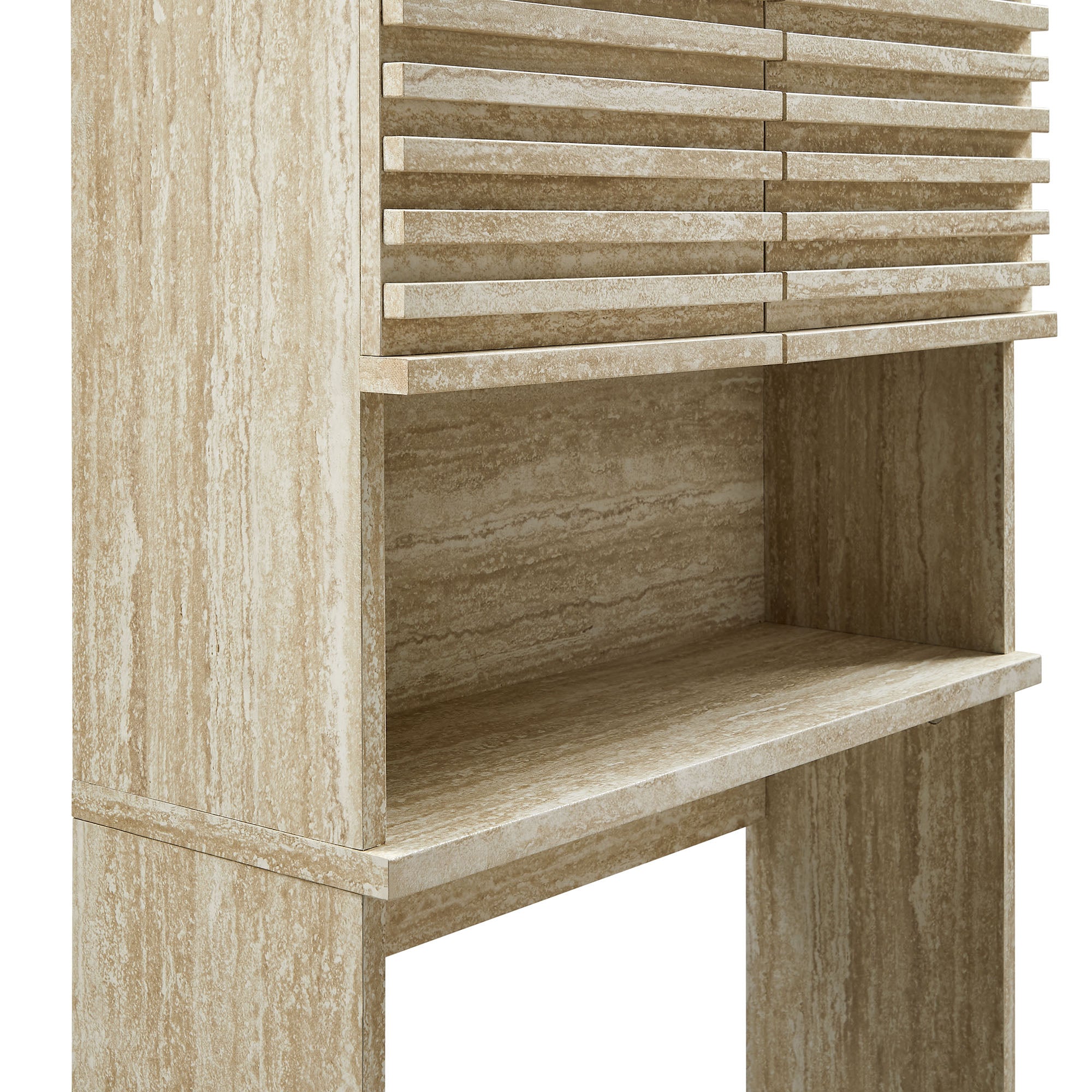 Render Over the Toilet Faux Travertine Bathroom Storage Cabinet by Modway - Best Buy Furniture