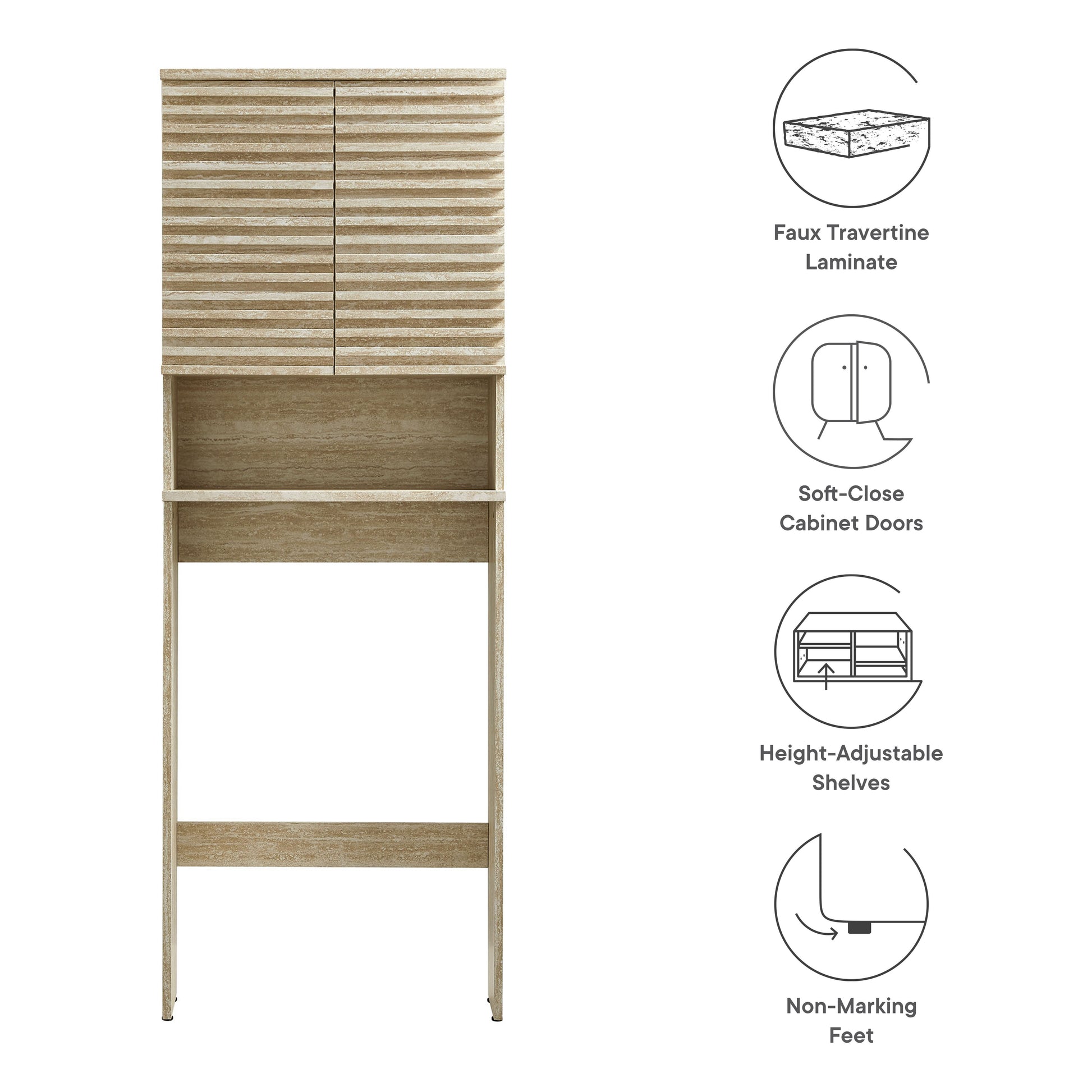 Render Over the Toilet Faux Travertine Bathroom Storage Cabinet by Modway - Best Buy Furniture