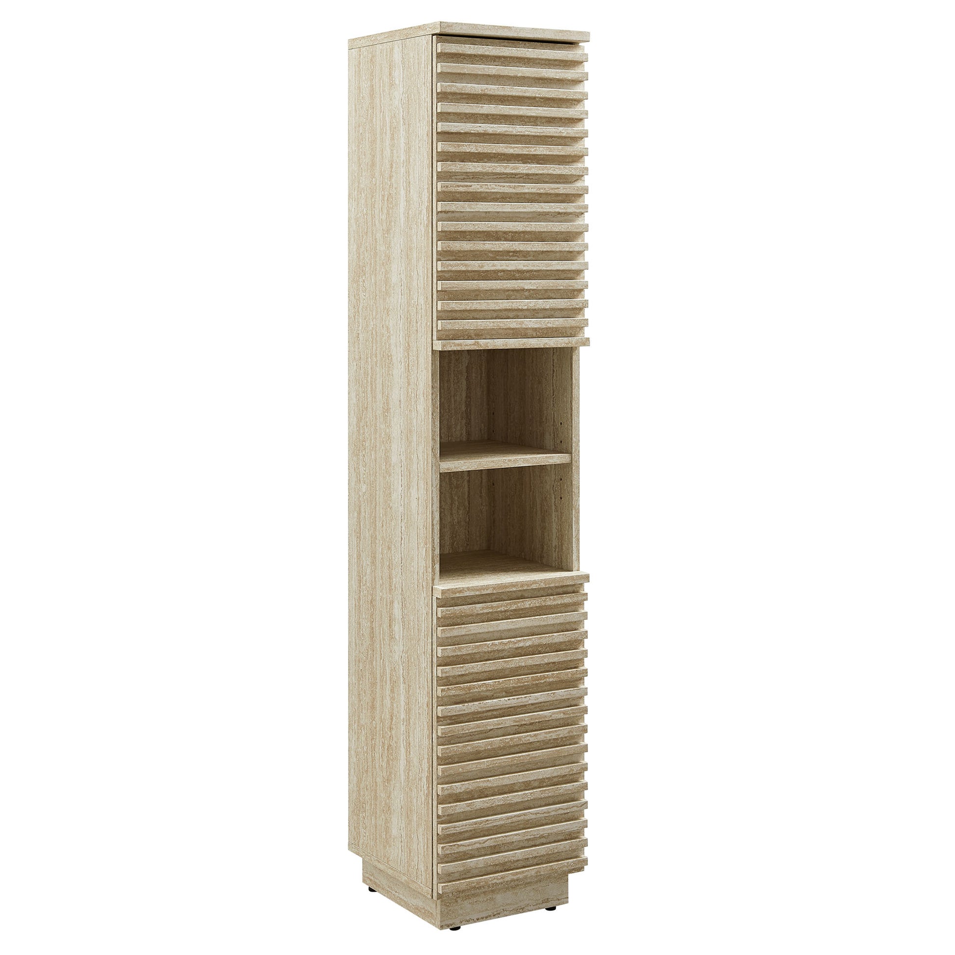 Render Tall Narrow Faux Travertine Linen Storage Cabinet by Modway - Best Buy Furniture