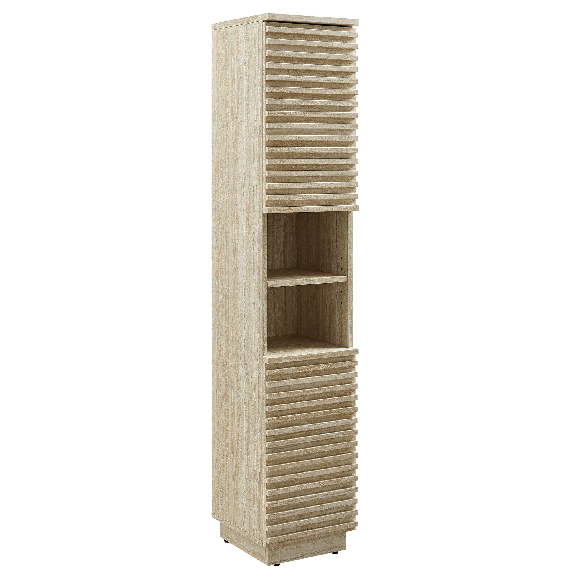 Render Tall Narrow Faux Travertine Linen Storage Cabinet by Modway - Best Buy Furniture