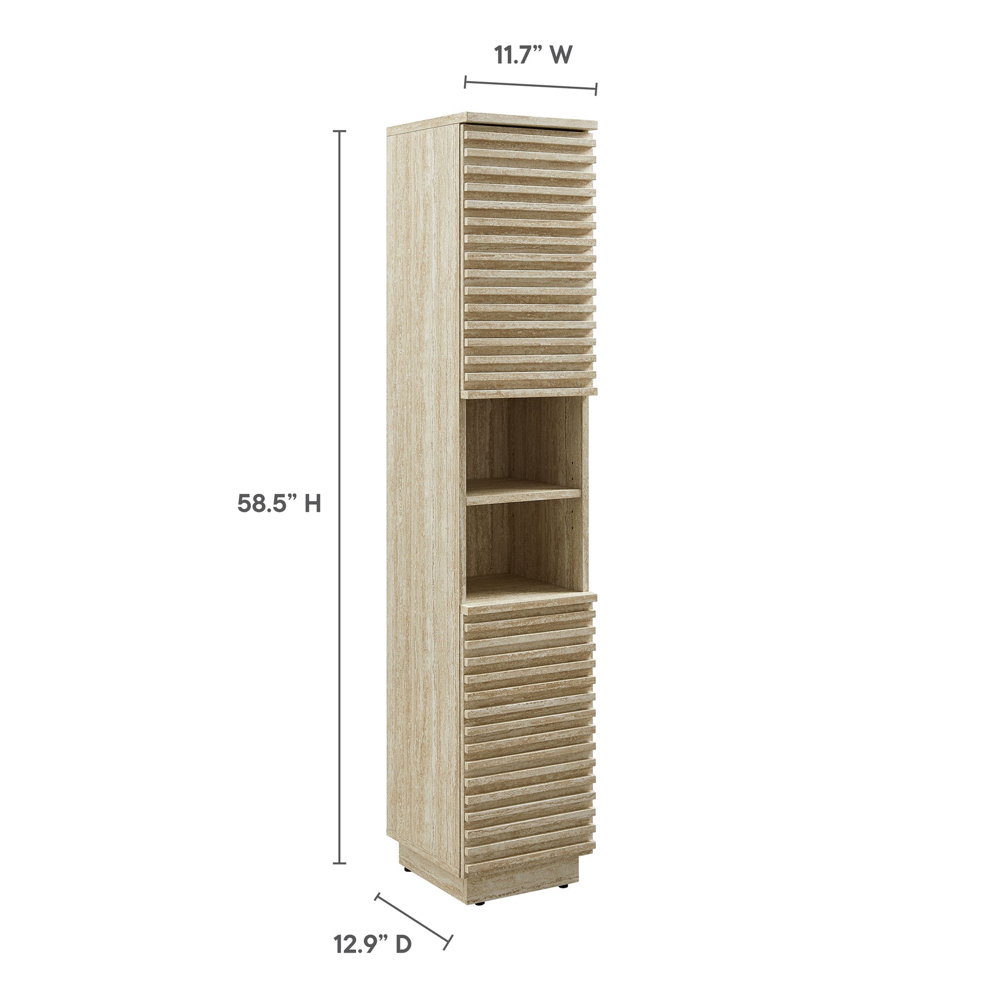 Render Tall Narrow Faux Travertine Linen Storage Cabinet by Modway - Best Buy Furniture