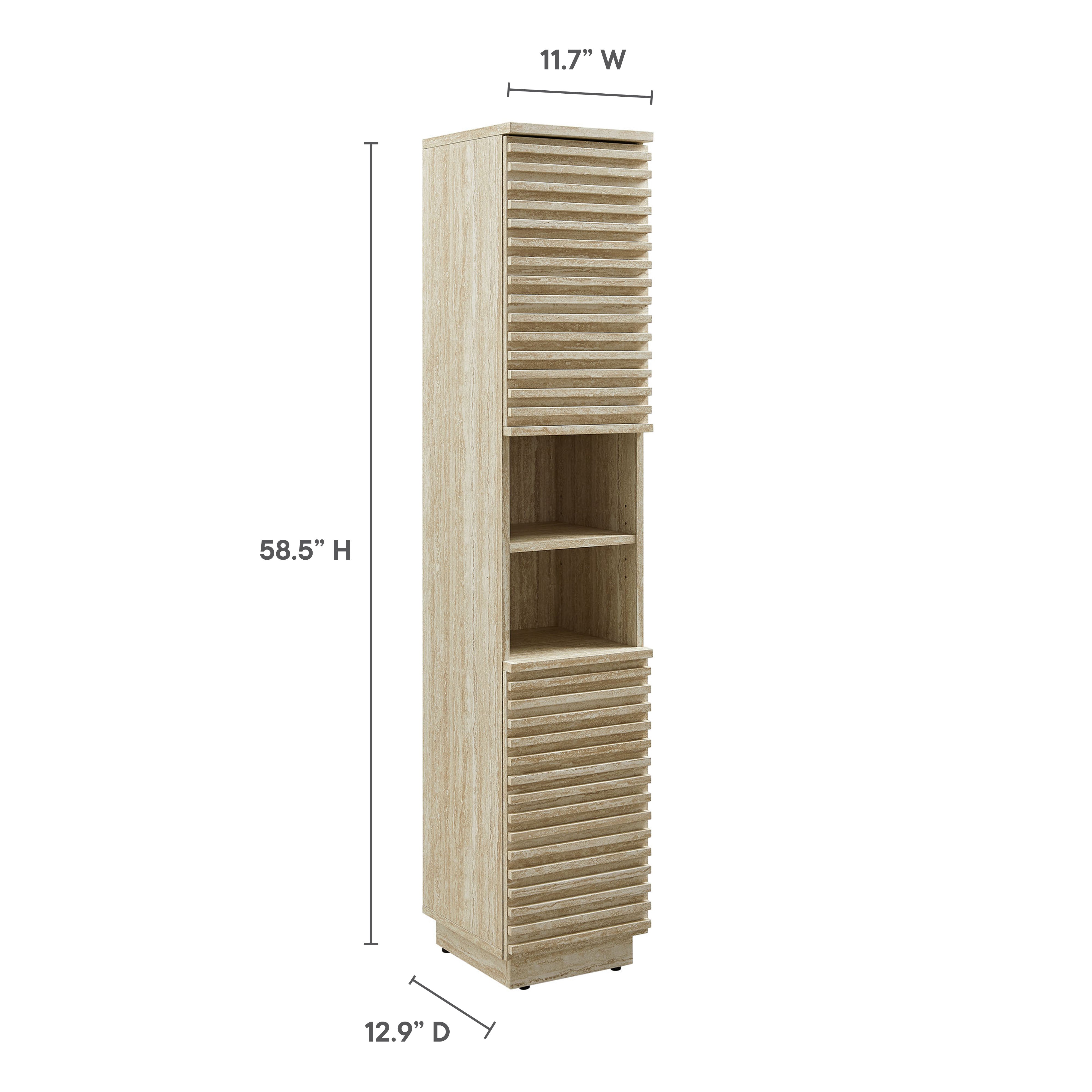 Render Tall Narrow Faux Travertine Linen Storage Cabinet by Modway - Best Buy Furniture