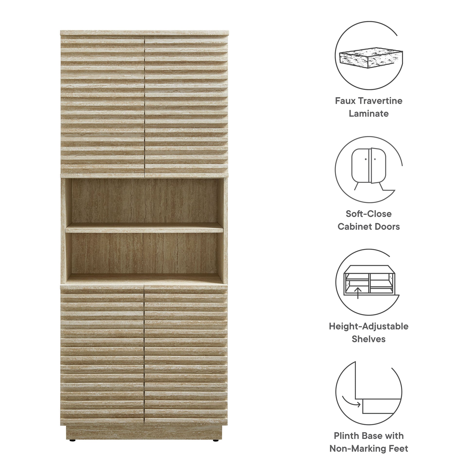 Render Tall Faux Travertine Linen Storage Cabinet by Modway - Best Buy Furniture