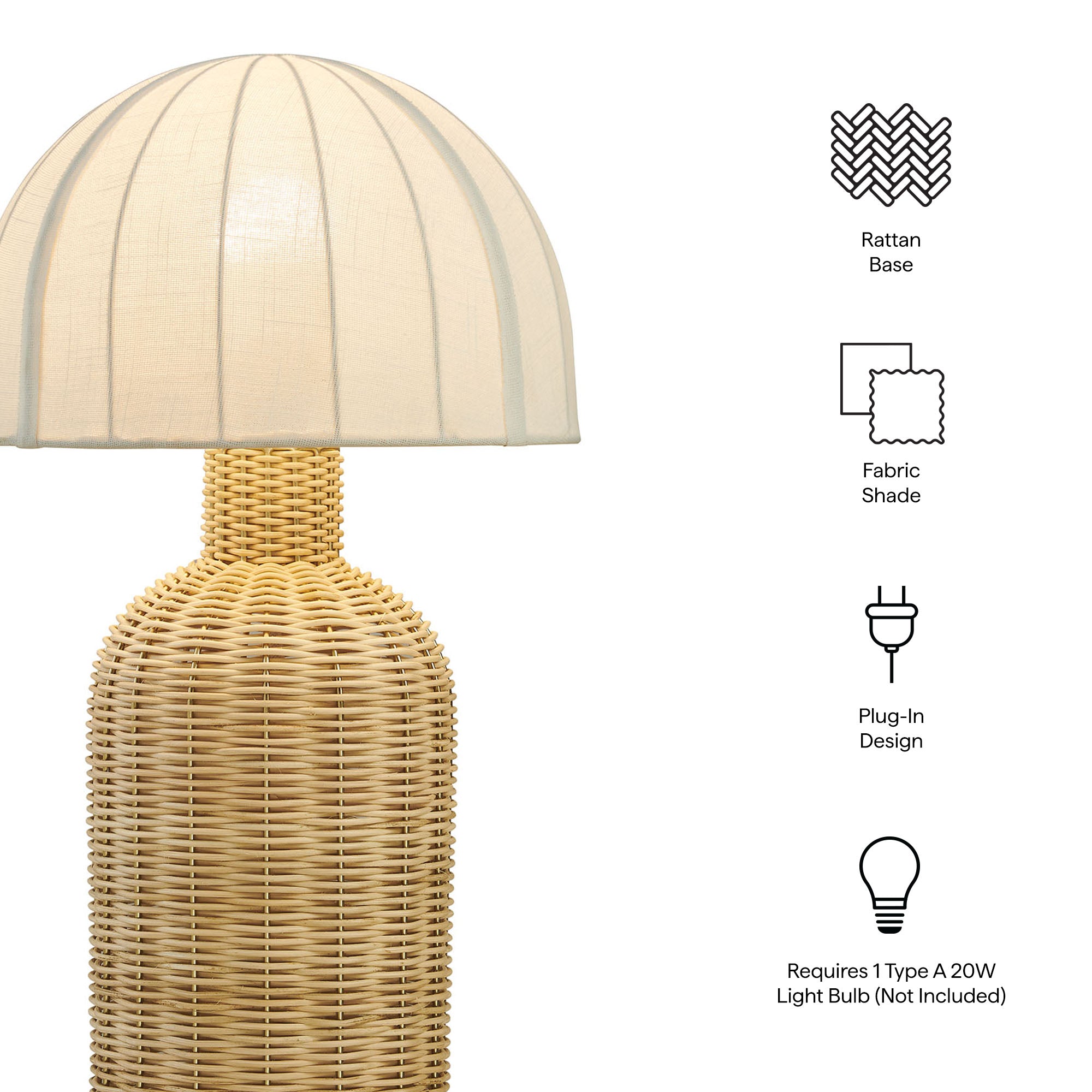 Santo Rattan Table Lamp With Dome Shade by Modway - Best Buy Furniture