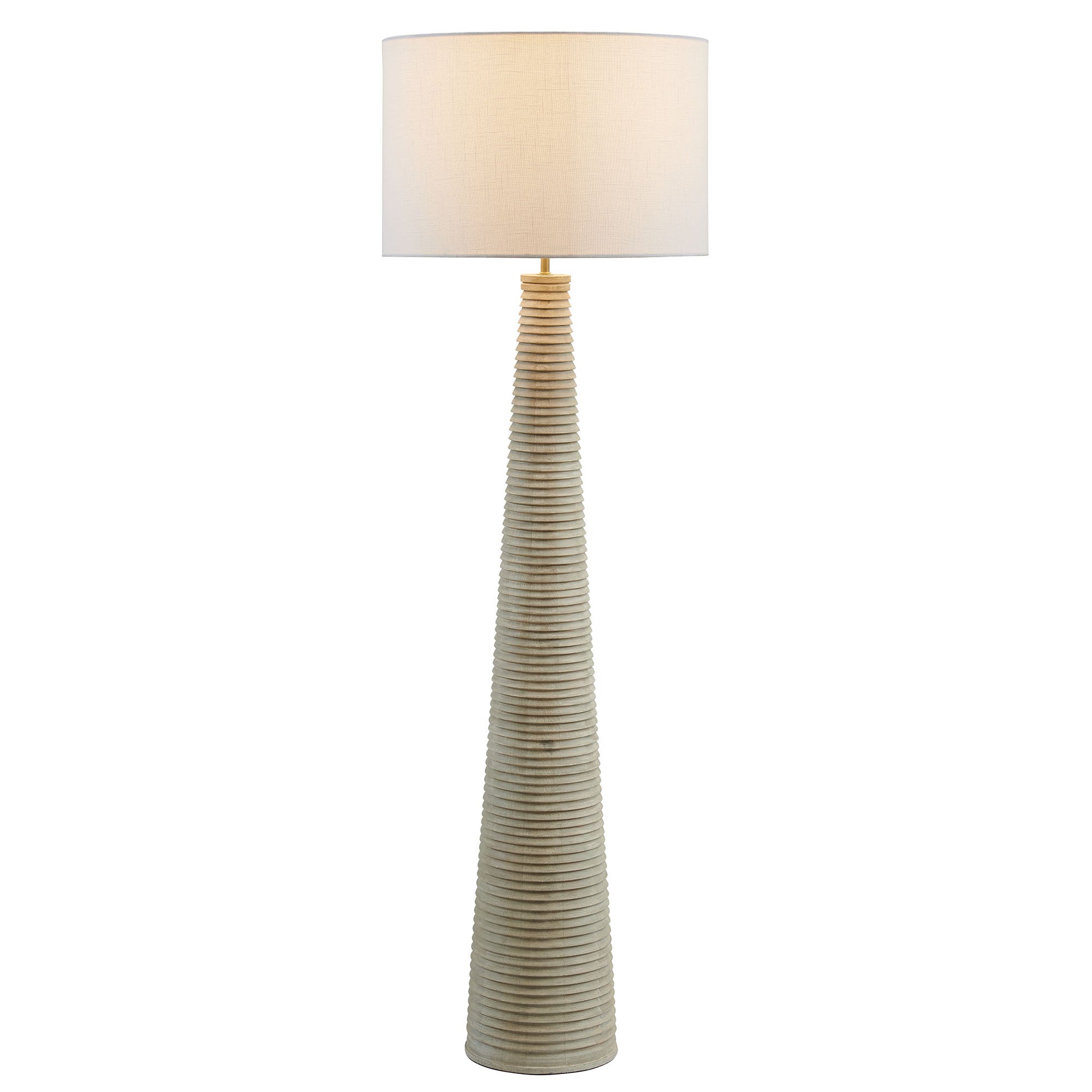 Saylor Carved Ribbed Wood Floor Lamp With Drum Shade by Modway - Best Buy Furniture