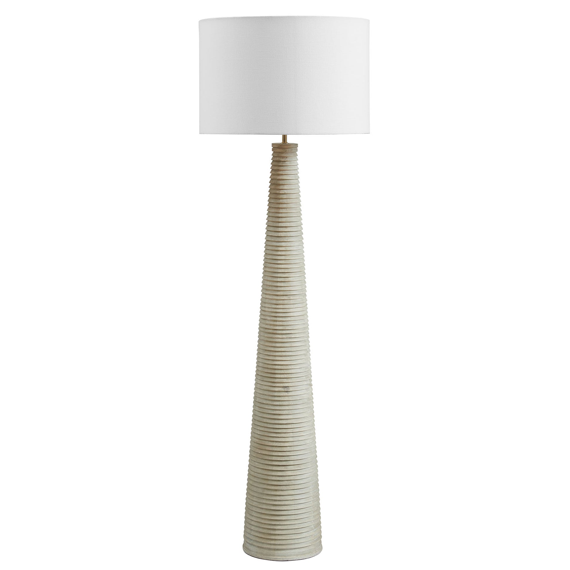 Saylor Carved Ribbed Wood Floor Lamp With Drum Shade by Modway - Best Buy Furniture