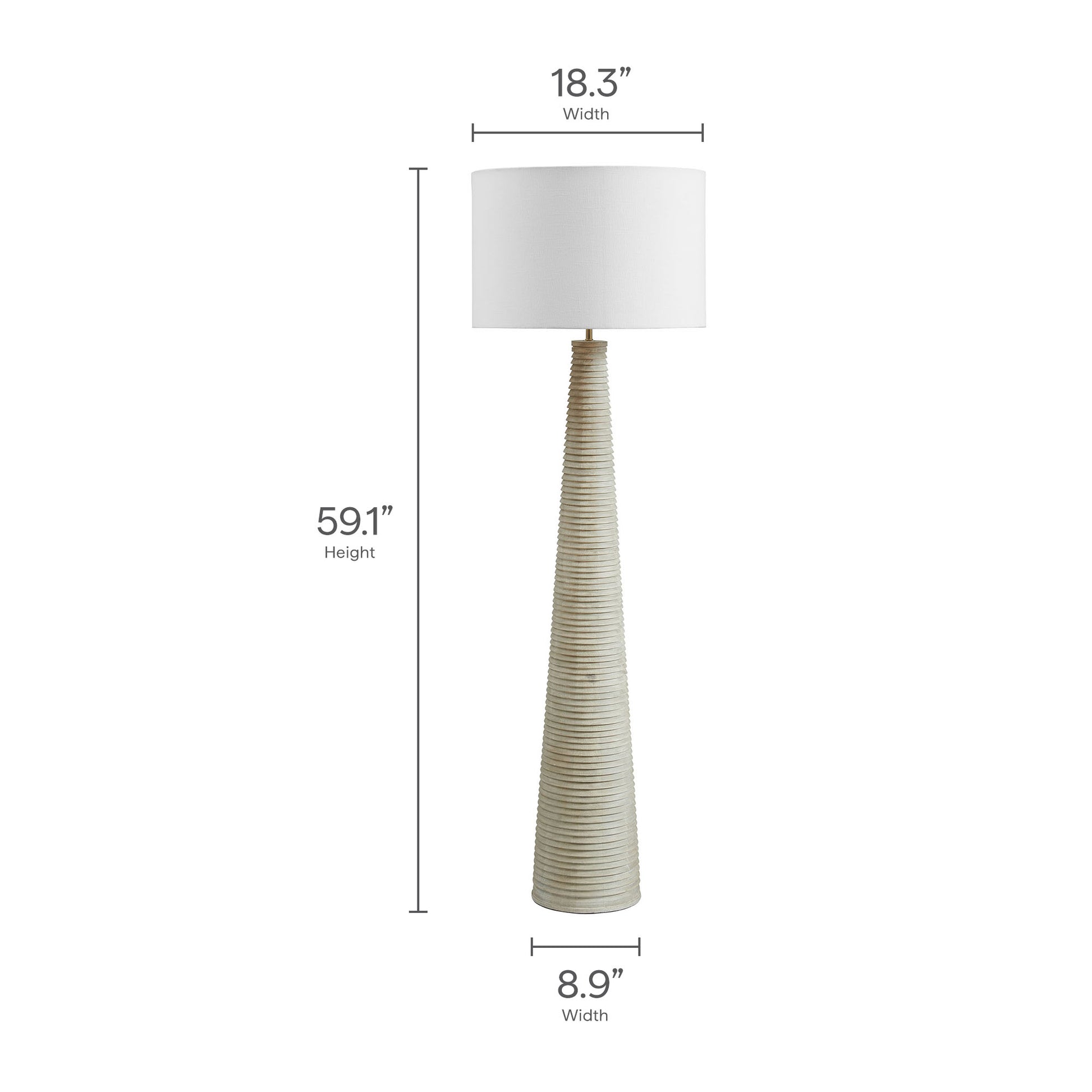 Saylor Carved Ribbed Wood Floor Lamp With Drum Shade by Modway - Best Buy Furniture