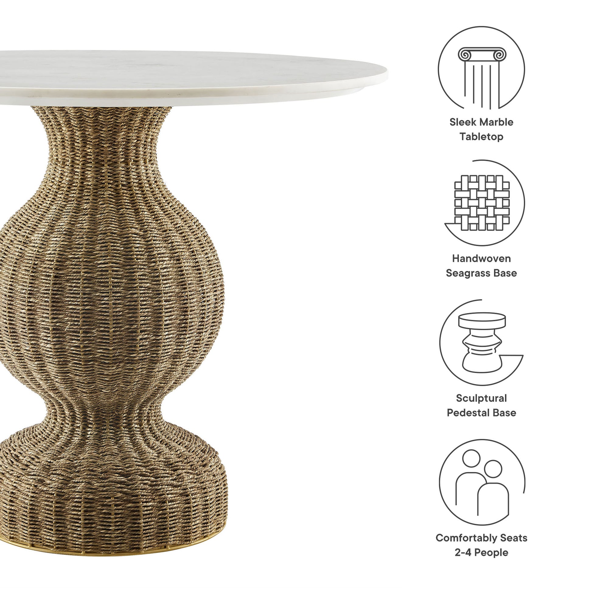 Zale 36" Marble and Seagrass Dining Table by Modway - Best Buy Furniture