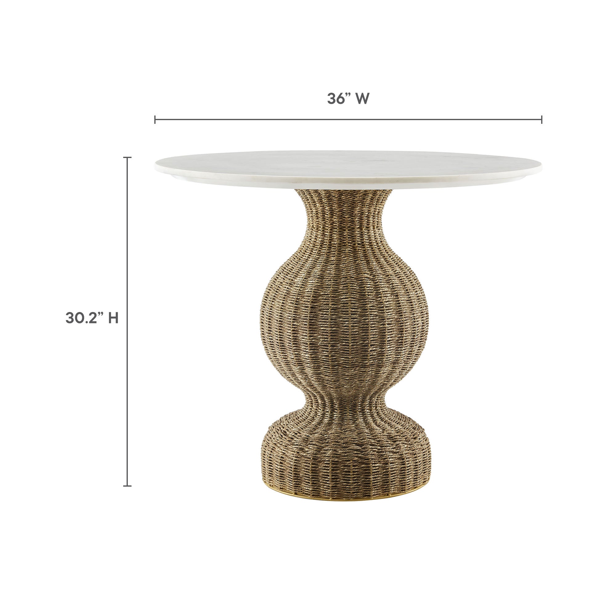 Zale 36" Marble and Seagrass Dining Table by Modway - Best Buy Furniture