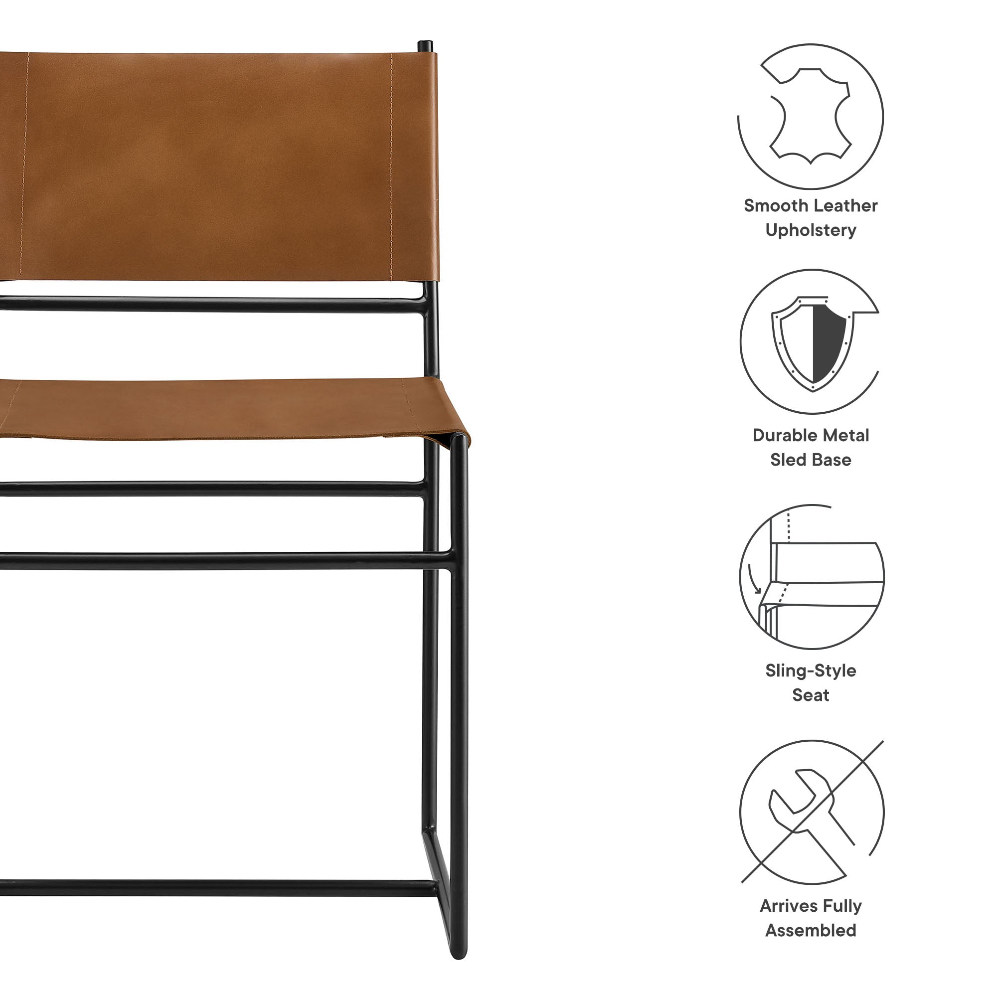 Thatcher Leather and Metal Dining Chair by Modway - Best Buy Furniture