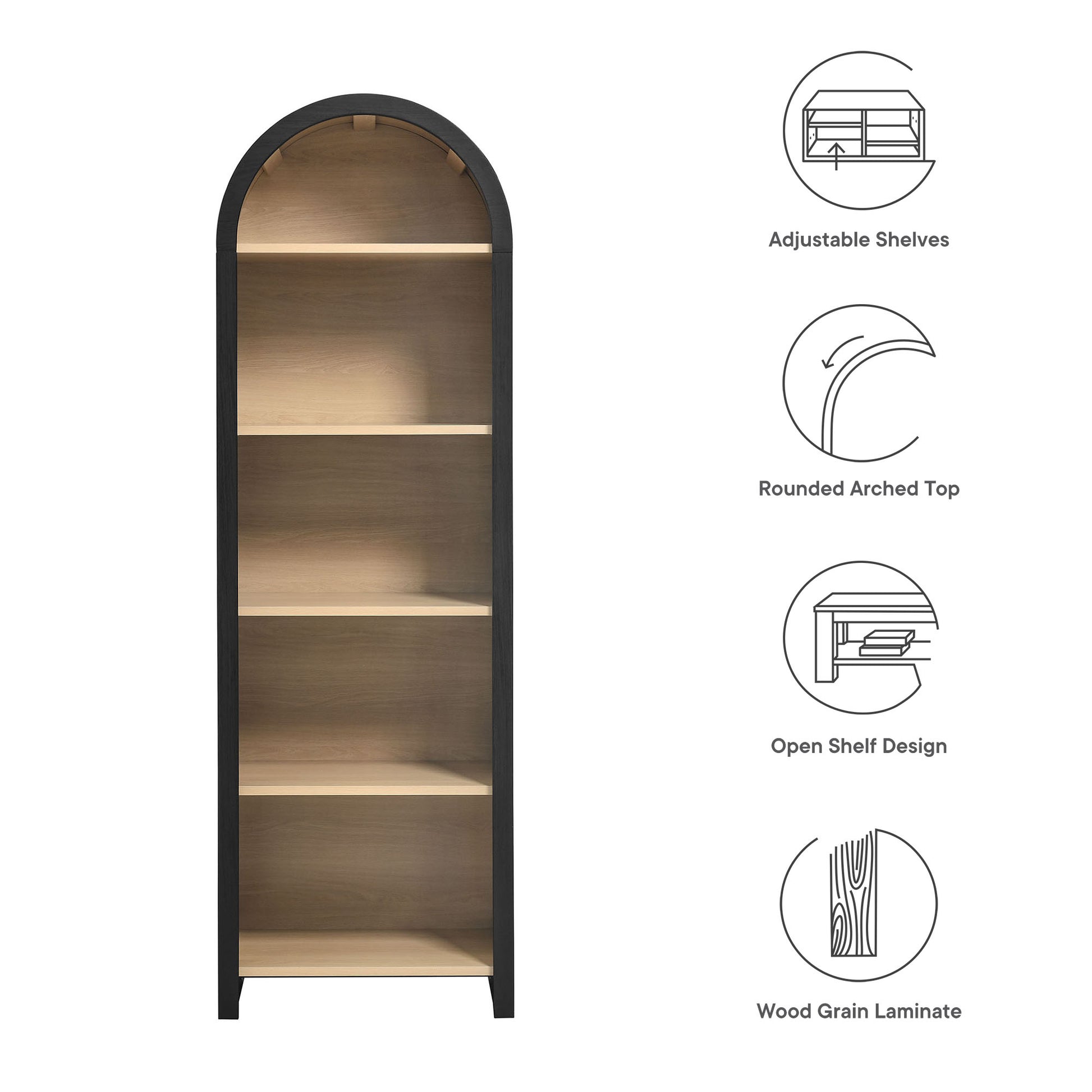 Evie Arched Narrow Bookcase Display Cabinet by Modway - Best Buy Furniture
