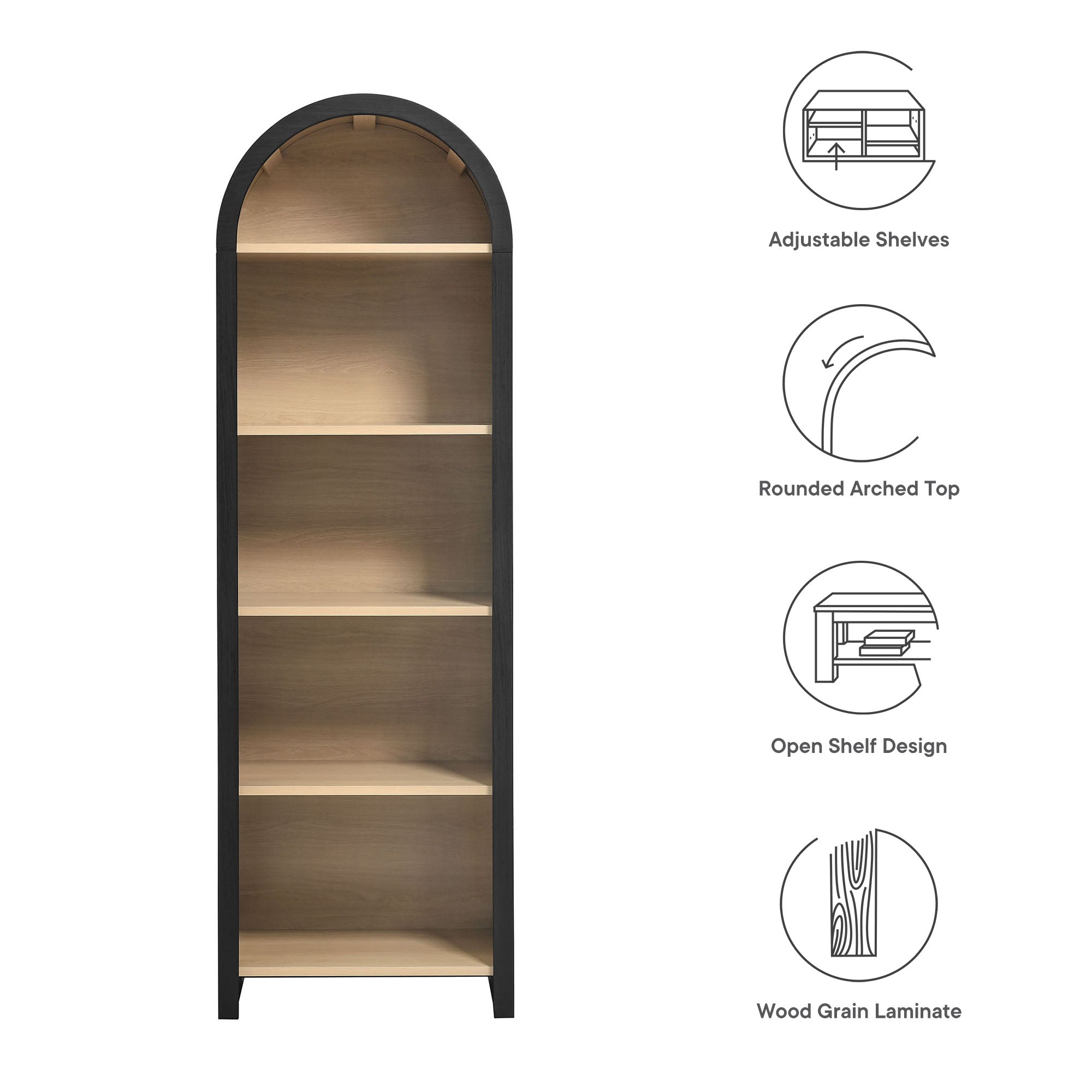 Evie Arched Narrow Bookcase Display Cabinet by Modway - Best Buy Furniture