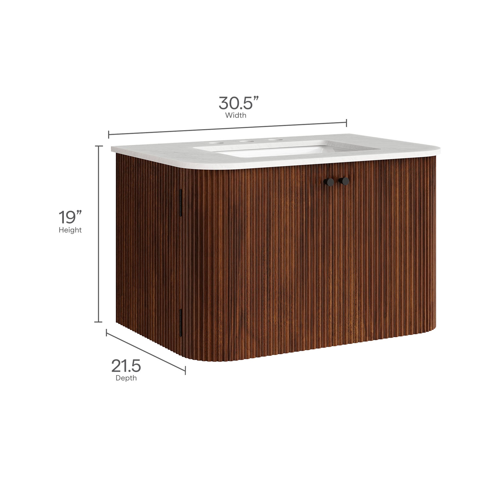 Zia 30" Wall-Mount Bathroom Vanity with Marble Sink by Modway - Best Buy Furniture