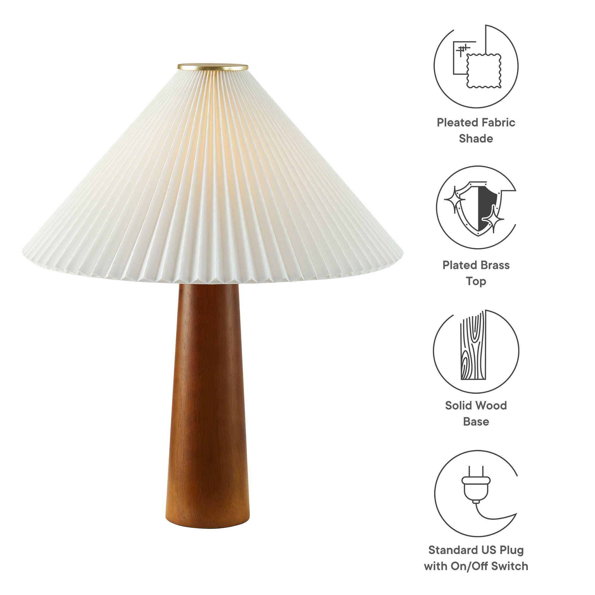 Jessica Wooden Base Table Lamp With Pleated Fabric Shade by Modway - Best Buy Furniture