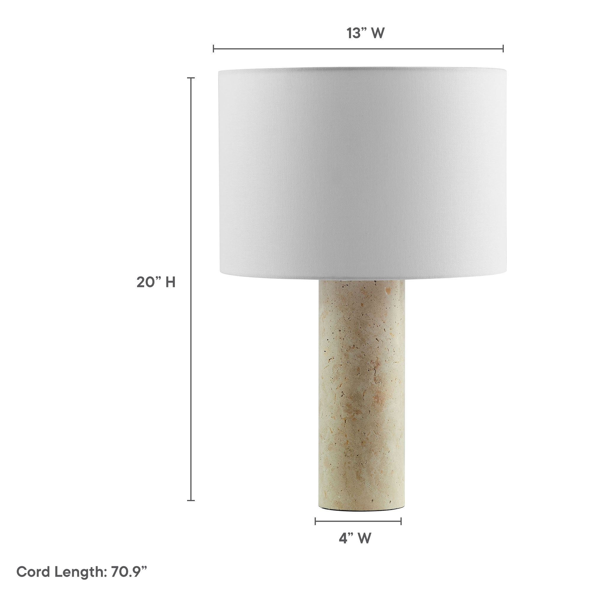 Zenith Travertine Table Lamp With Fabric Drum Shade by Modway - Best Buy Furniture