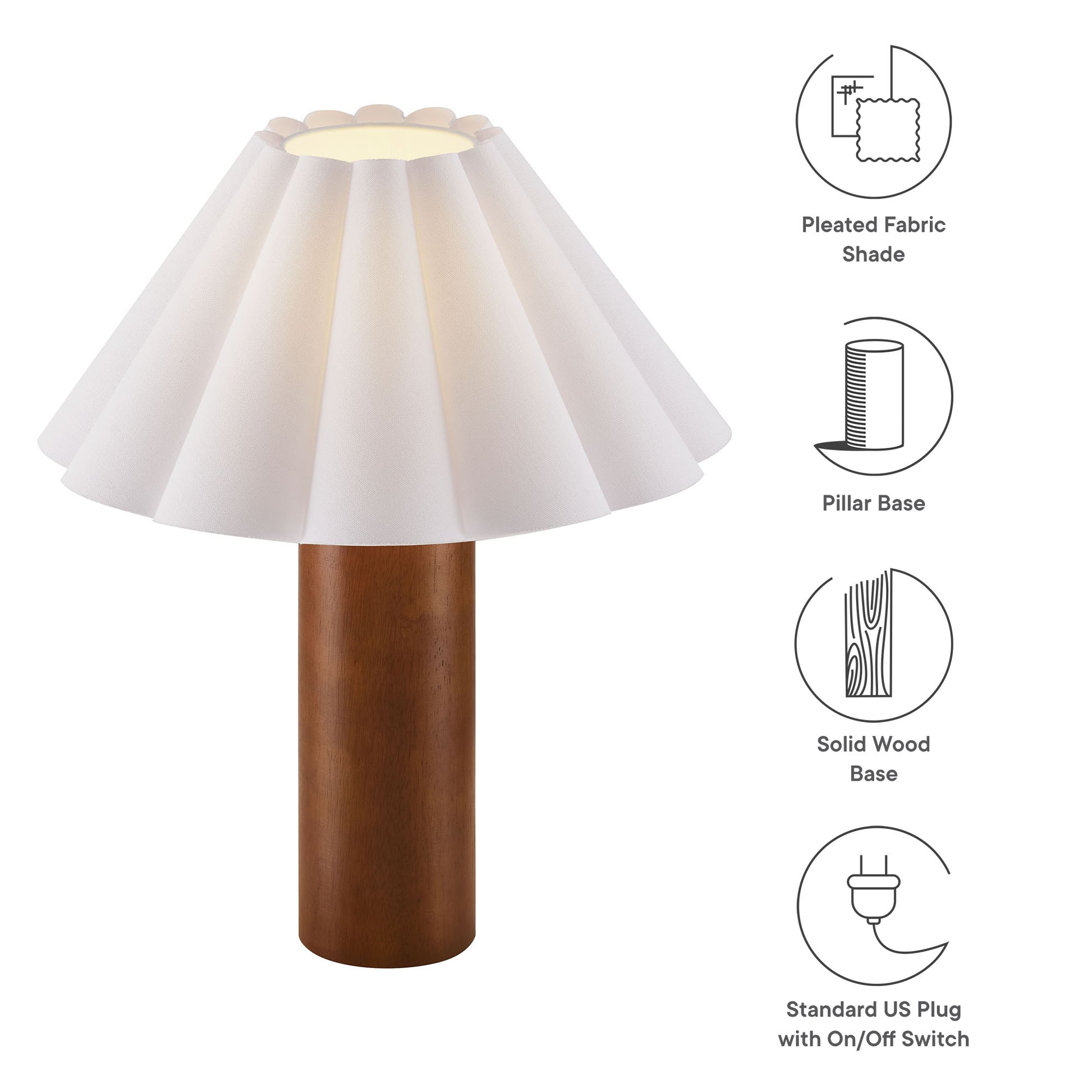 Flora Wood Table Lamp With Pleated Petal Shade by Modway - Best Buy Furniture