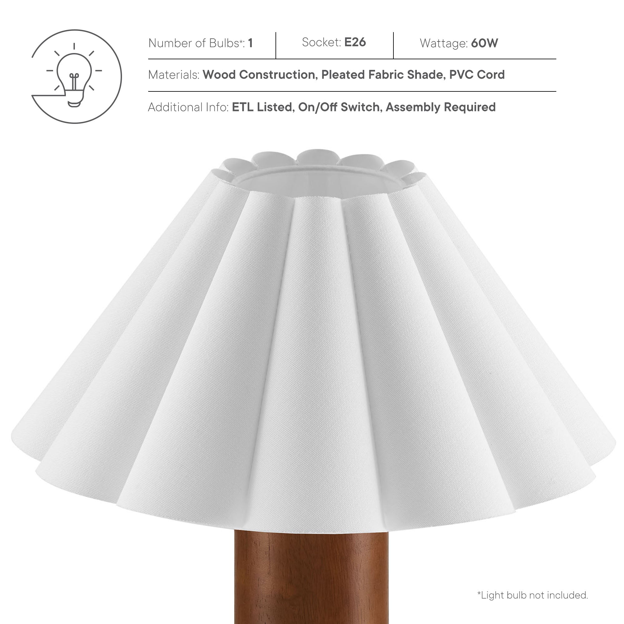 Flora Wood Table Lamp With Pleated Petal Shade by Modway - Best Buy Furniture