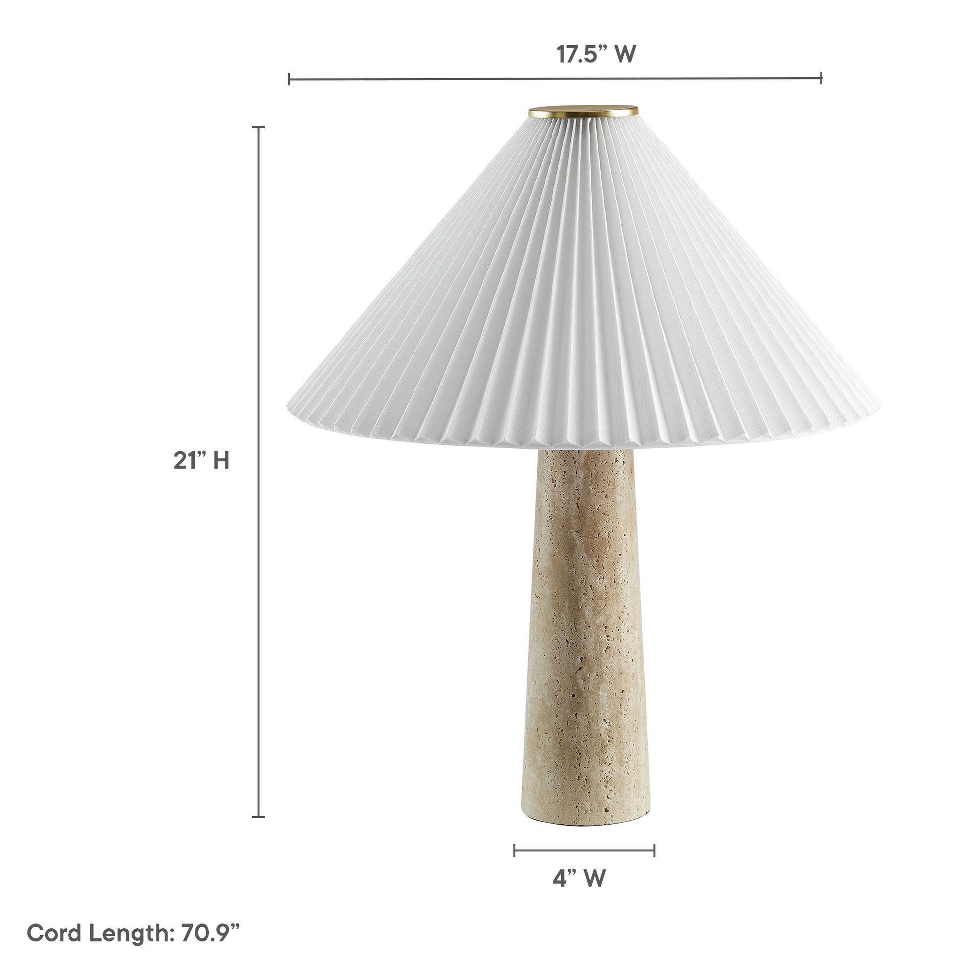 Cove Travertine Table Lamp With Pleated Shade by Modway - Best Buy Furniture