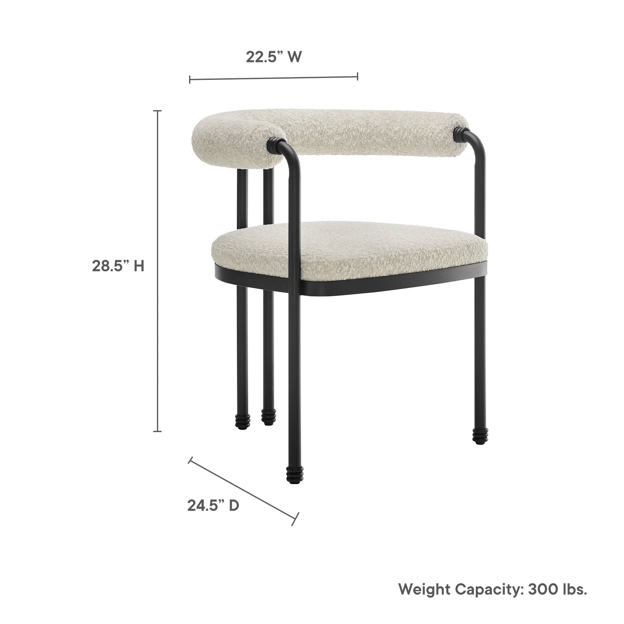 Turin Curved Back Boucle and Metal Dining Accent Chair by Modway - Best Buy Furniture