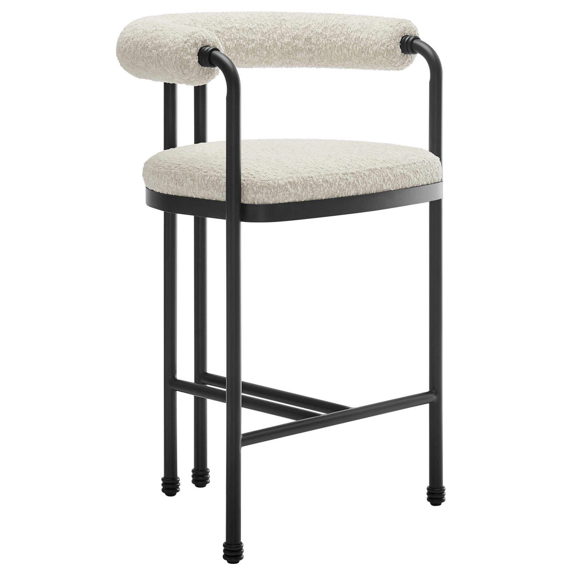 Turin Curved Back Boucle and Metal Counter Stool by Modway - Best Buy Furniture
