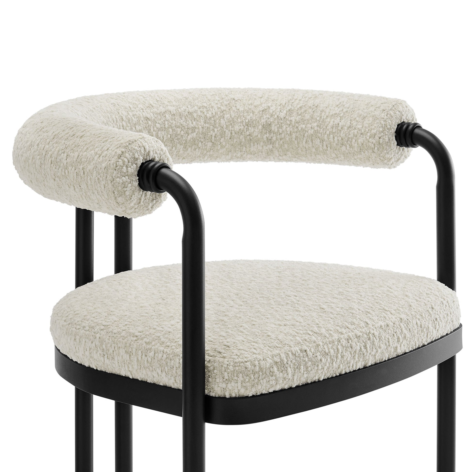 Turin Curved Back Boucle and Metal Counter Stool by Modway - Best Buy Furniture