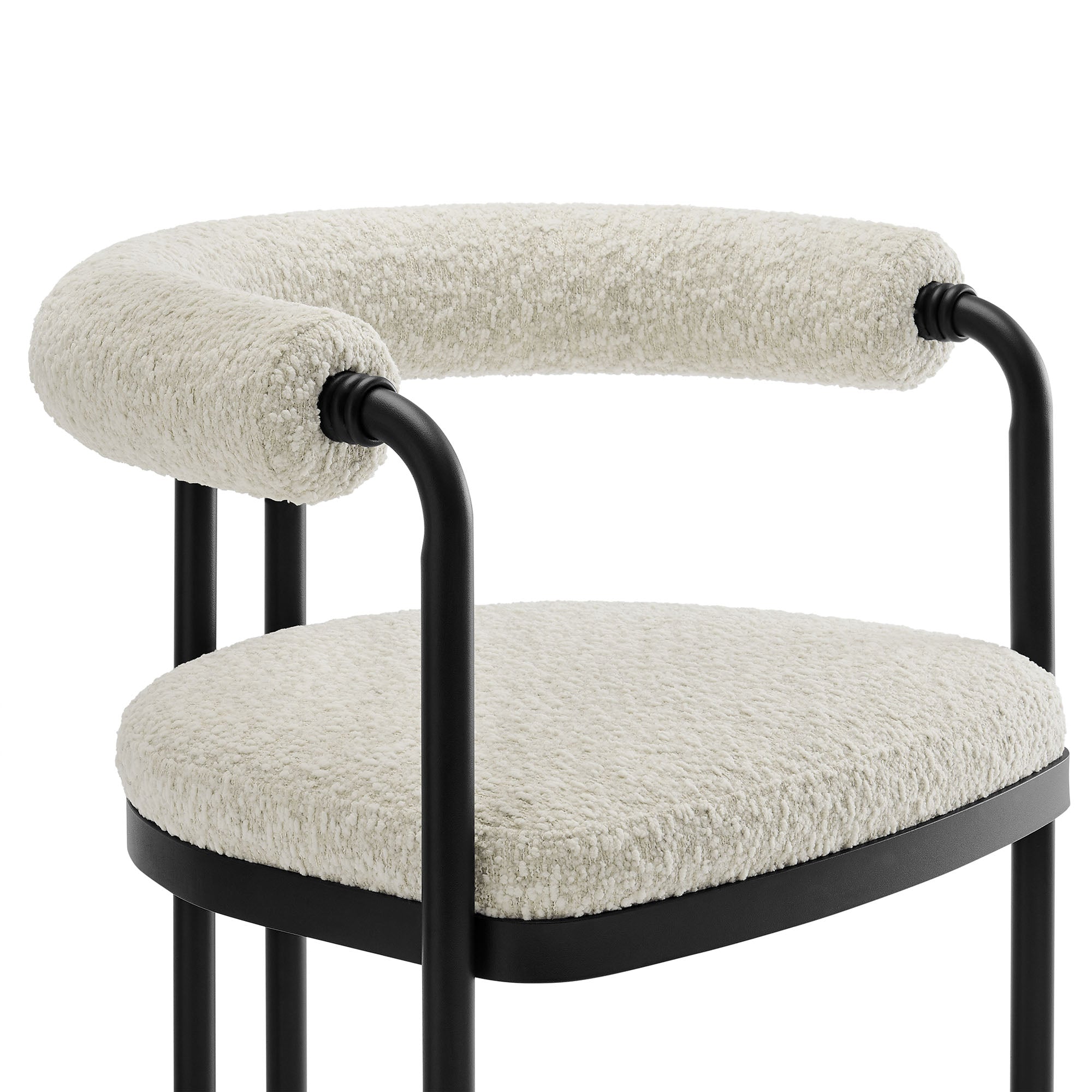 Turin Curved Back Boucle and Metal Counter Stool by Modway - Best Buy Furniture