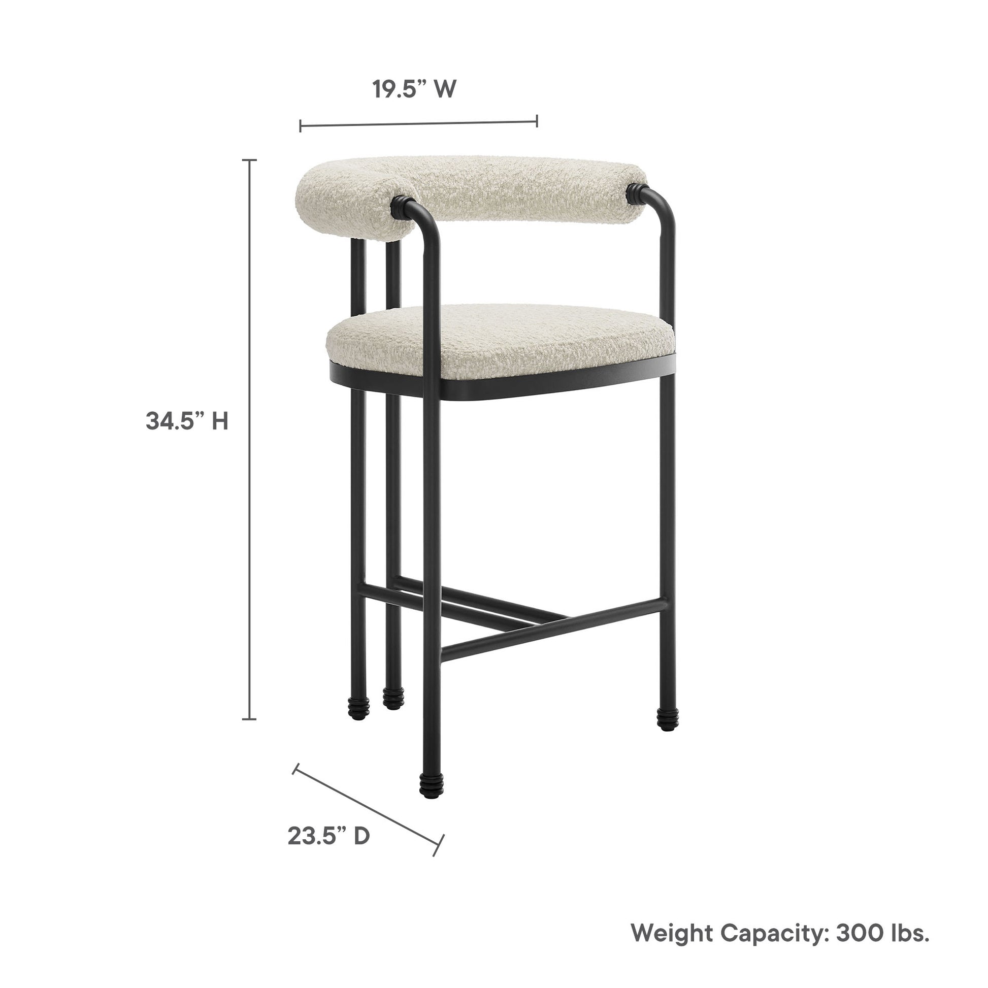 Turin Curved Back Boucle and Metal Counter Stool by Modway - Best Buy Furniture