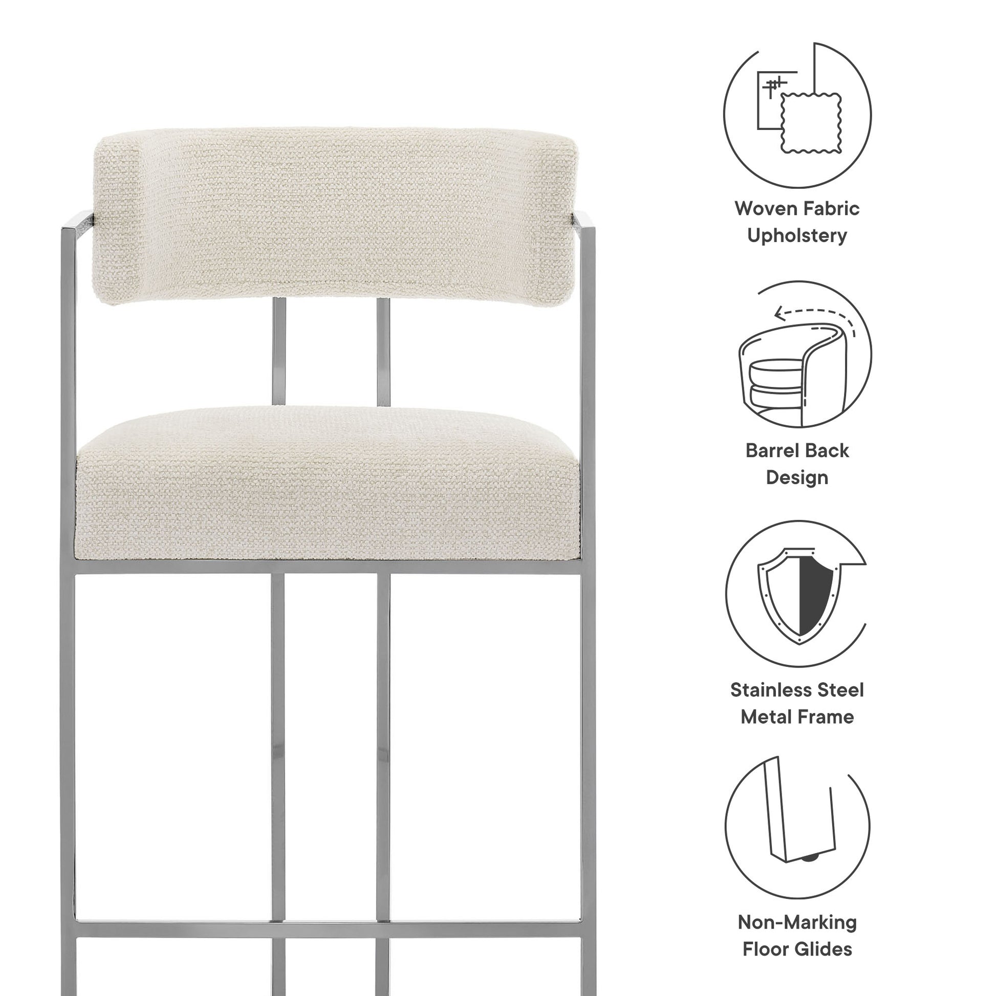 Huron Curved Back Fabric and Metal Counter Stool by Modway - Best Buy Furniture