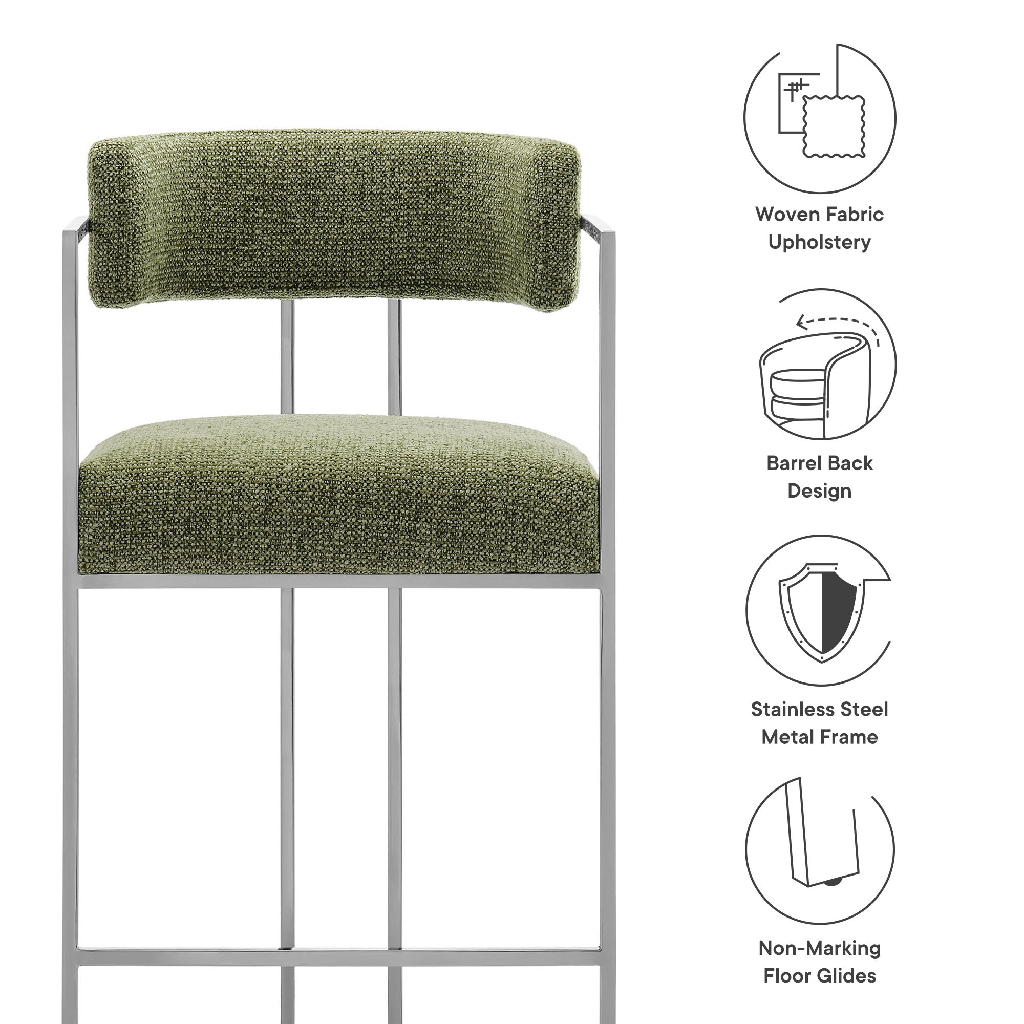 Huron Curved Back Fabric and Metal Counter Stool by Modway - Best Buy Furniture