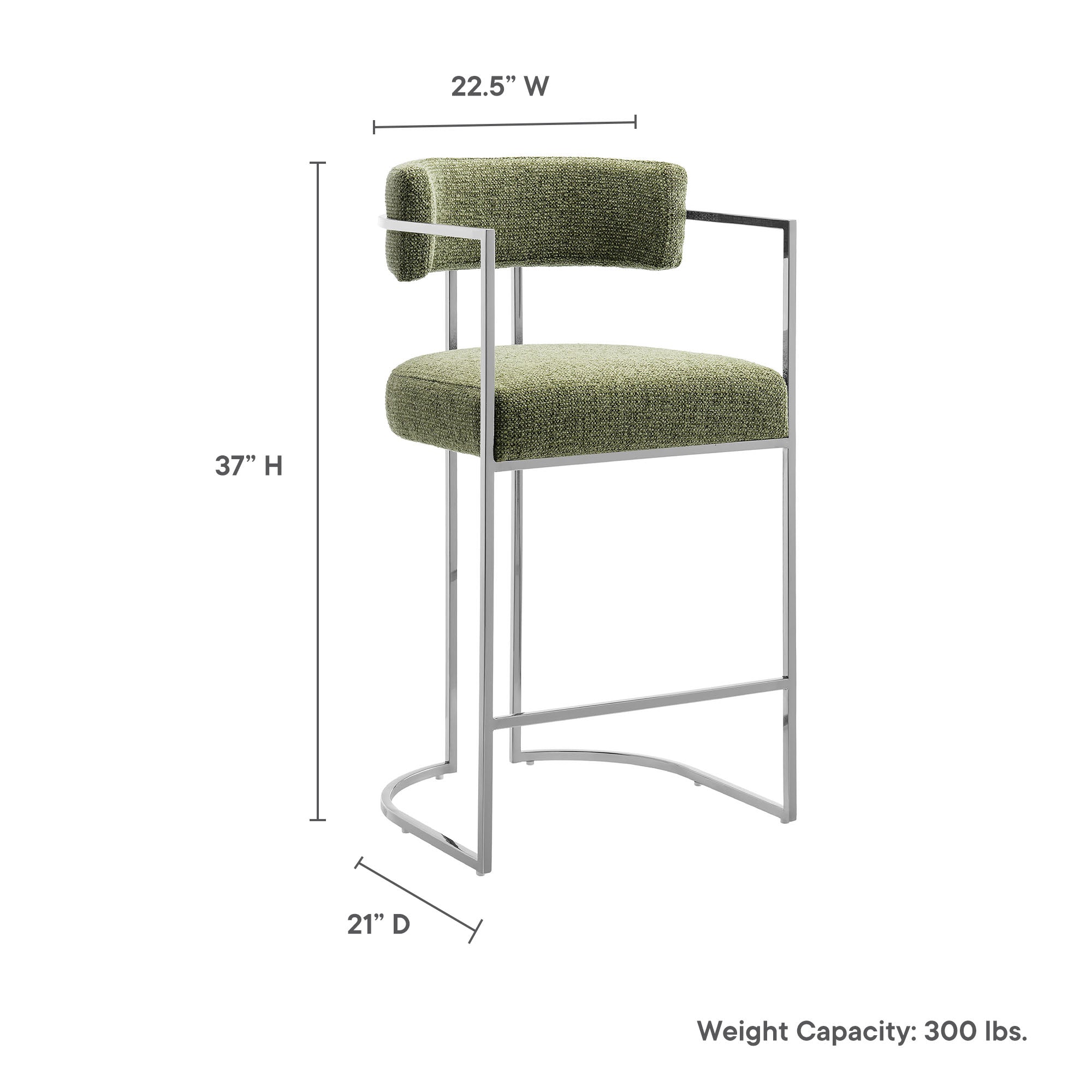Huron Curved Back Fabric and Metal Counter Stool by Modway - Best Buy Furniture