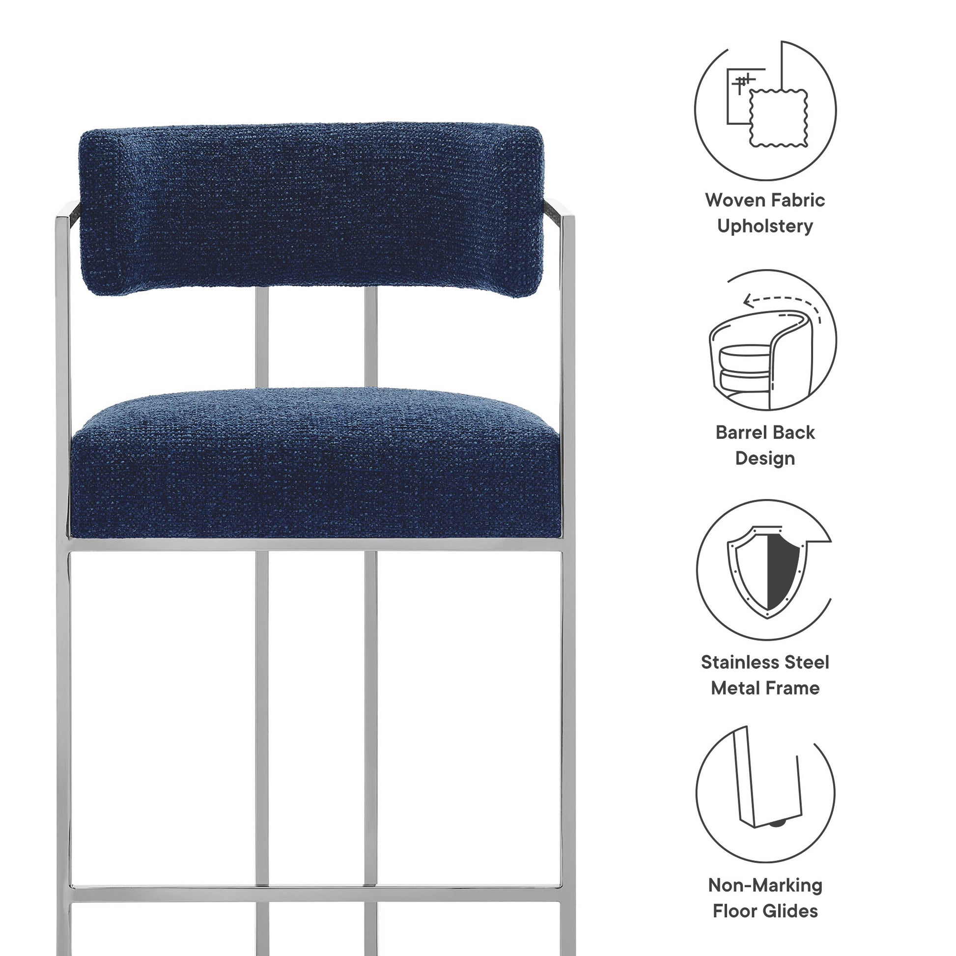 Huron Curved Back Fabric and Metal Counter Stool by Modway - Best Buy Furniture
