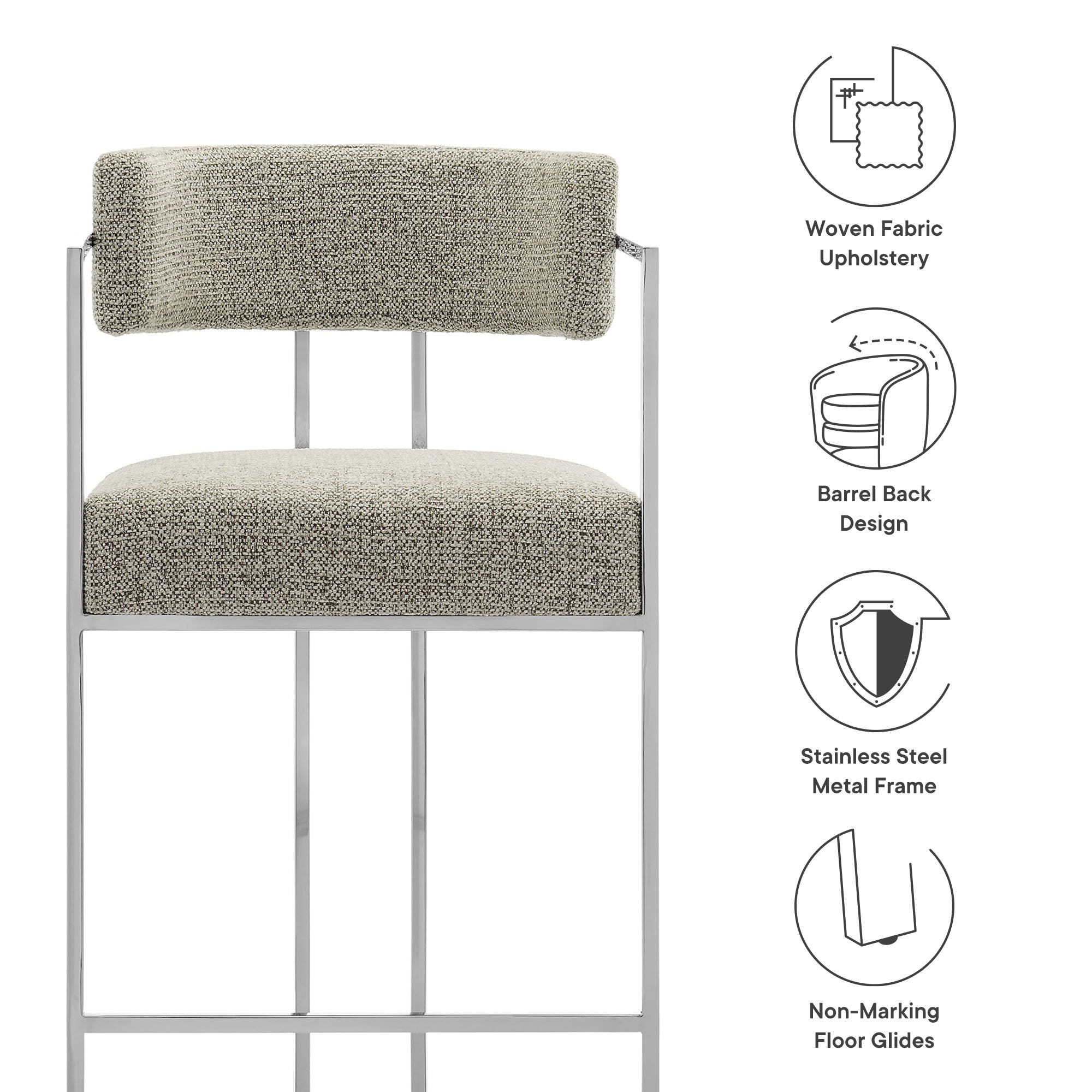 Huron Curved Back Fabric and Metal Counter Stool by Modway - Best Buy Furniture