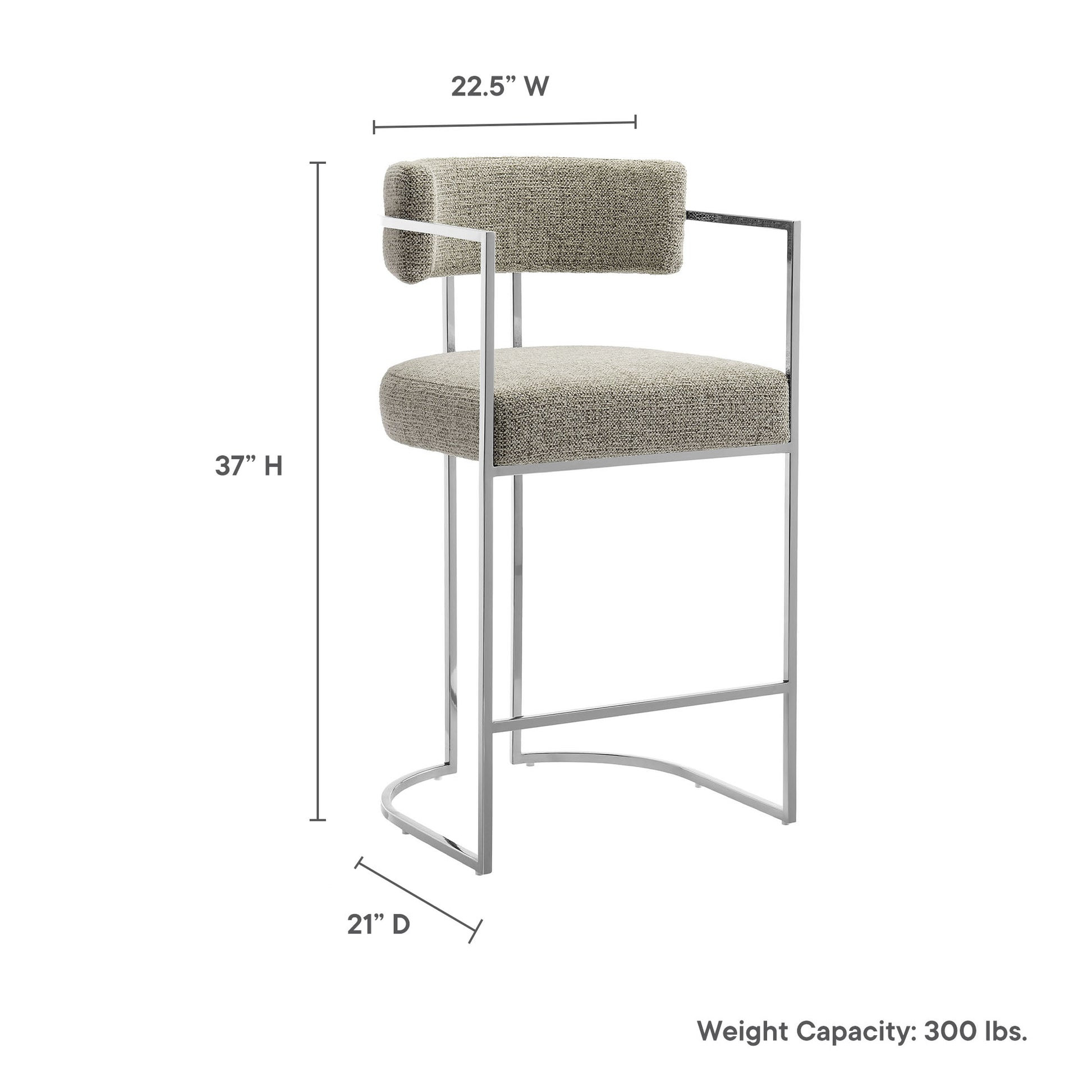 Huron Curved Back Fabric and Metal Counter Stool by Modway - Best Buy Furniture