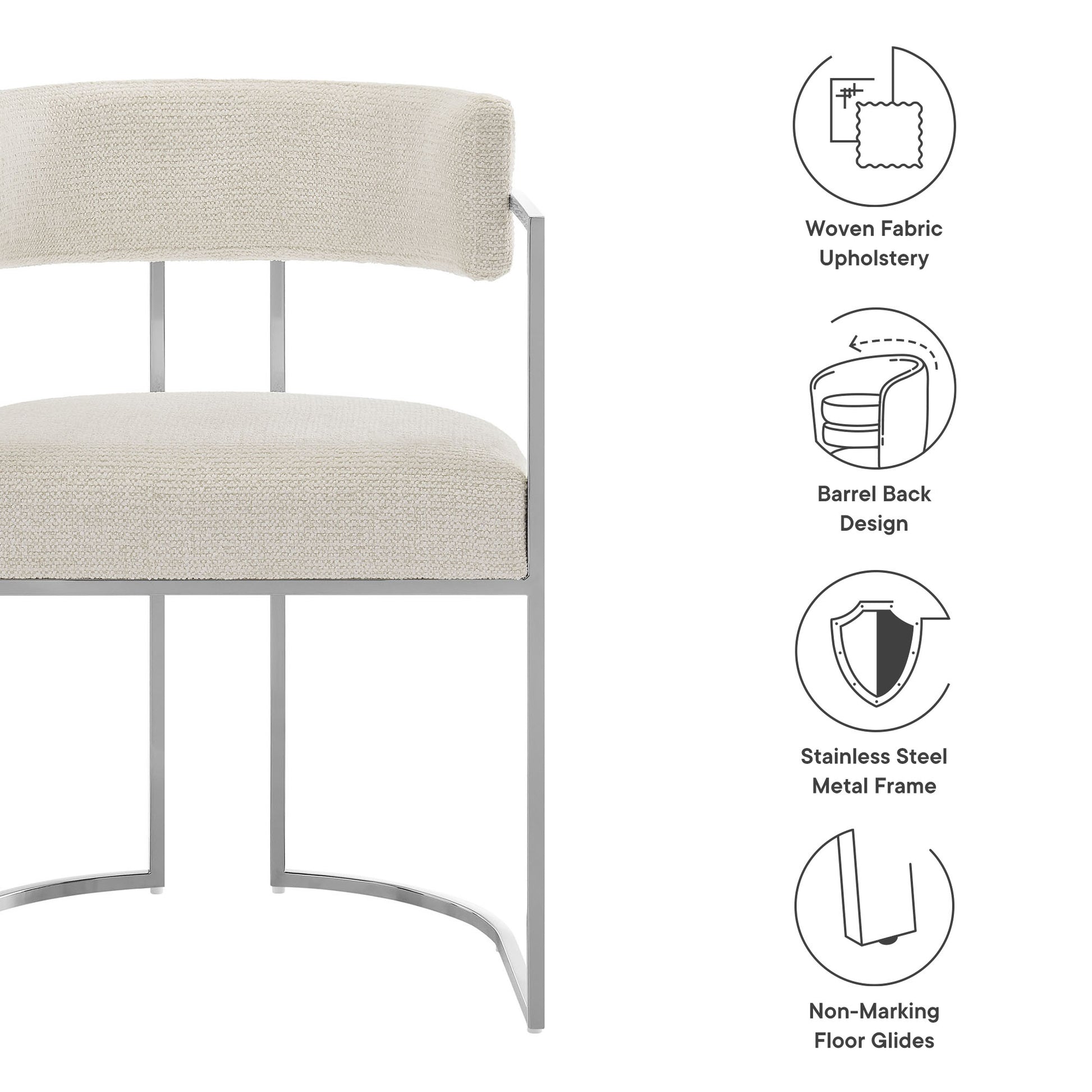 Huron Curved Back Fabric and Metal Dining Accent Chair by Modway - Best Buy Furniture