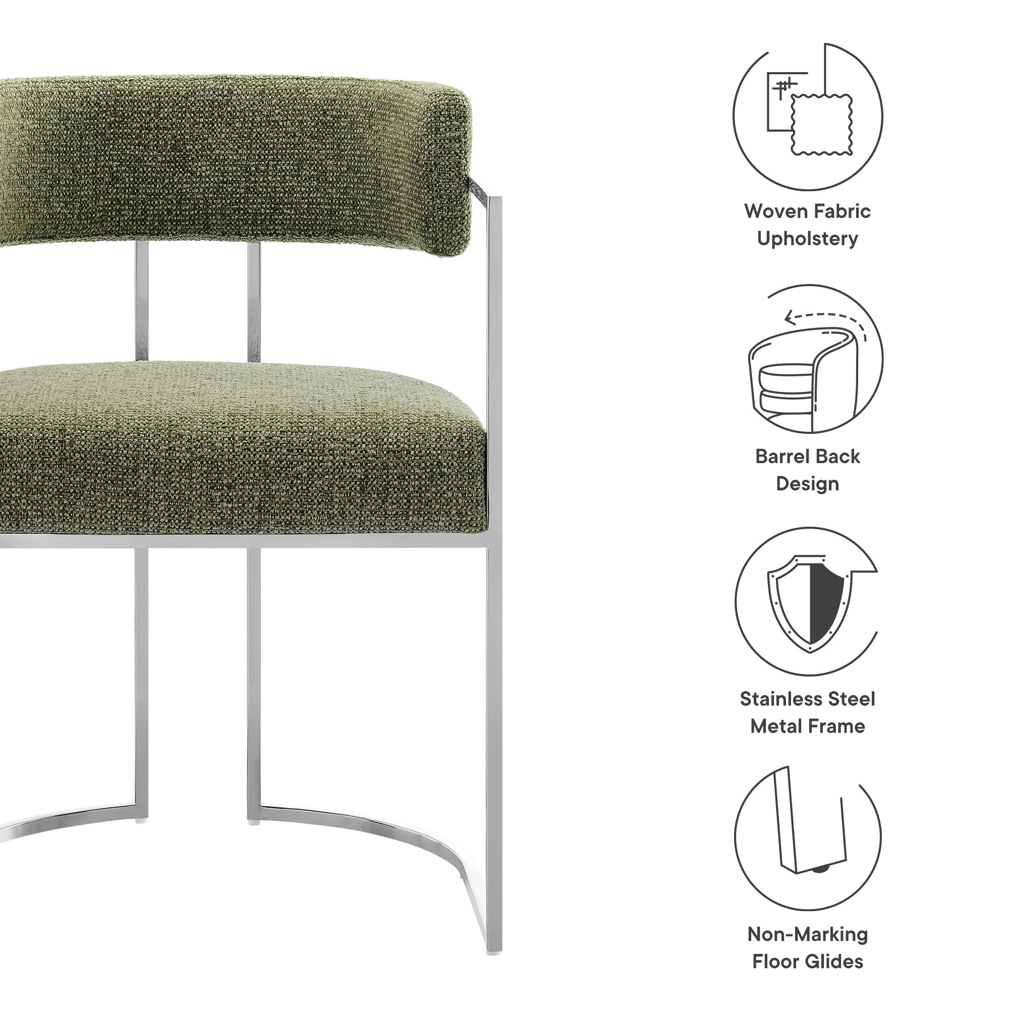 Huron Curved Back Fabric and Metal Dining Accent Chair by Modway - Best Buy Furniture