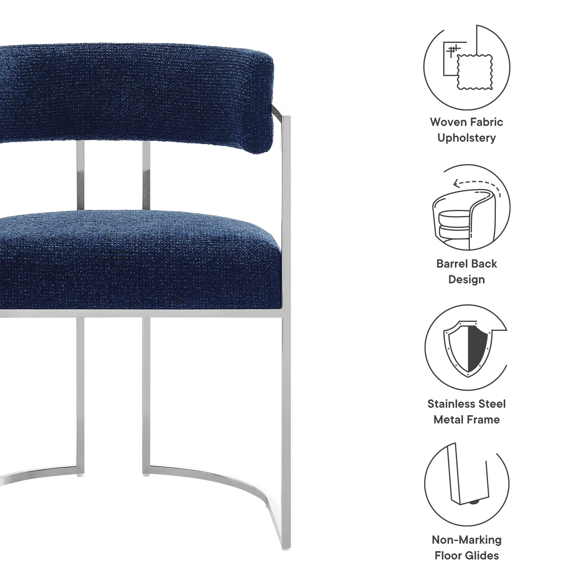 Huron Curved Back Fabric and Metal Dining Accent Chair by Modway - Best Buy Furniture