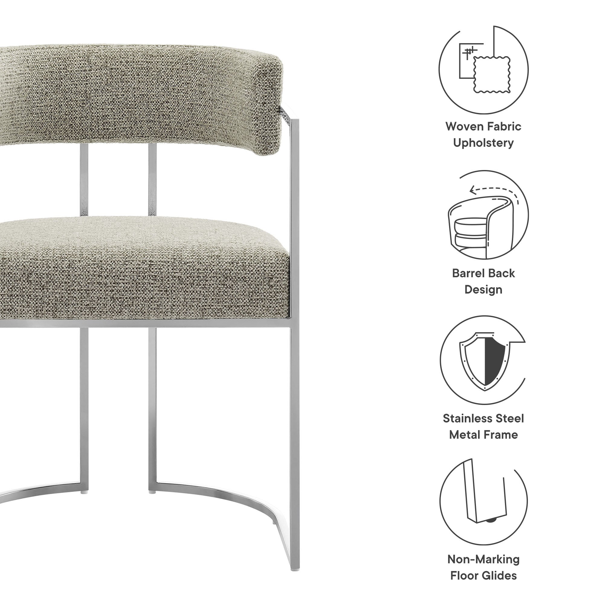 Huron Curved Back Fabric and Metal Dining Accent Chair by Modway - Best Buy Furniture