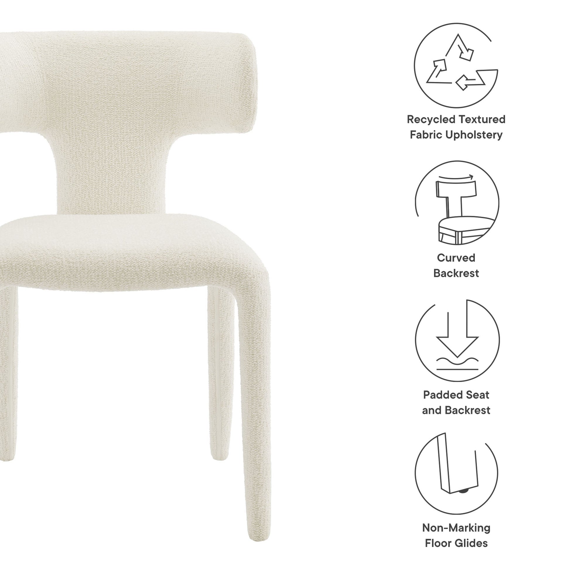 Stellan Curved Back Boucle Upholstered Dining Chair Set of 2 by Modway - Best Buy Furniture