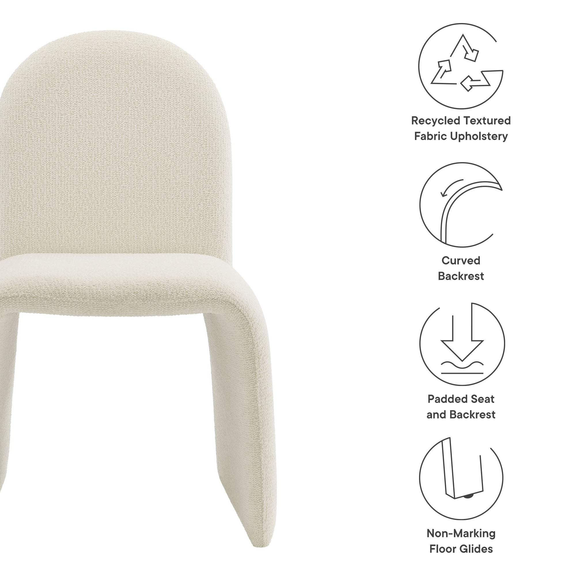 Junia Boucle Upholstered Arch Armless Dining Chair by Modway - Best Buy Furniture