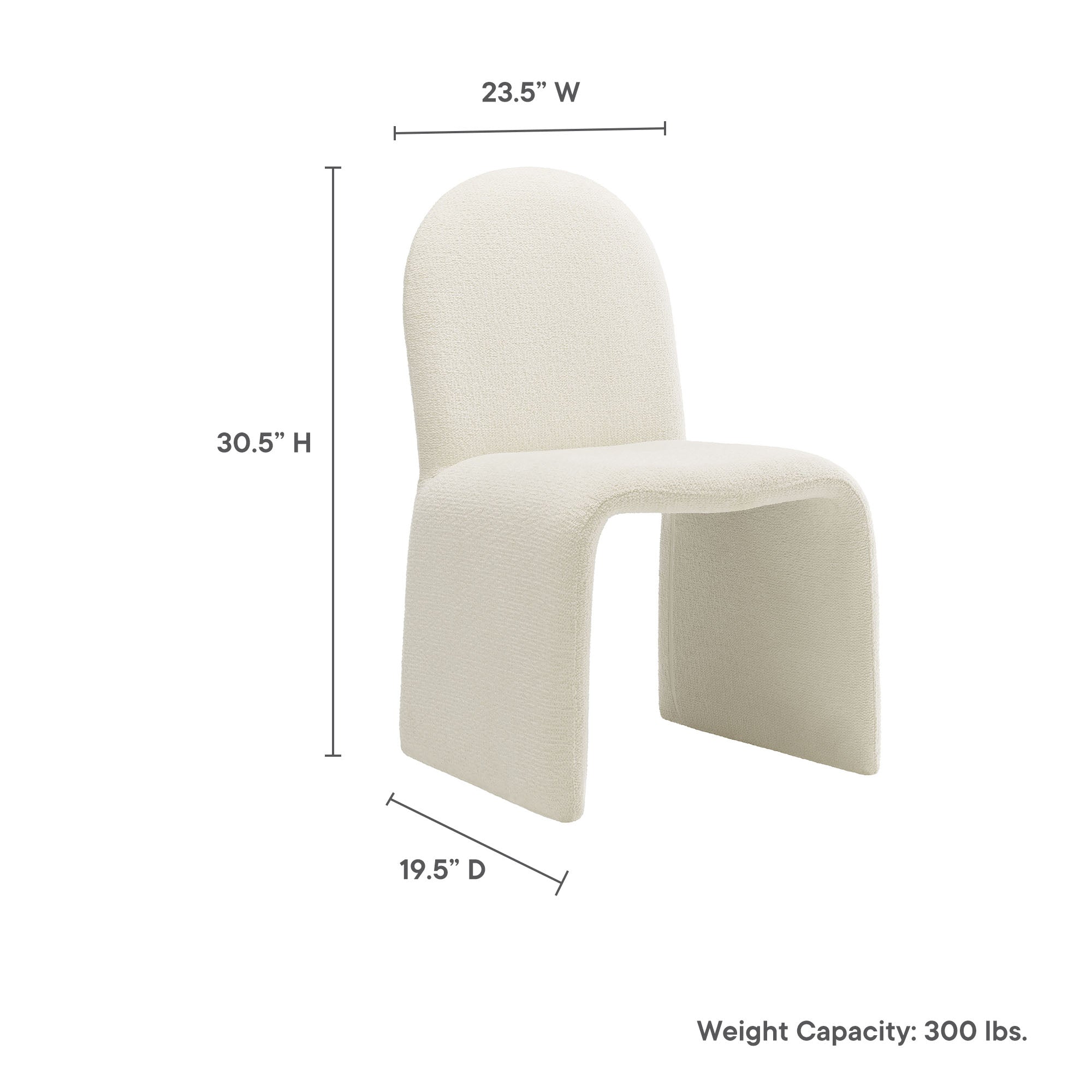 Junia Boucle Upholstered Arch Armless Dining Chair by Modway - Best Buy Furniture
