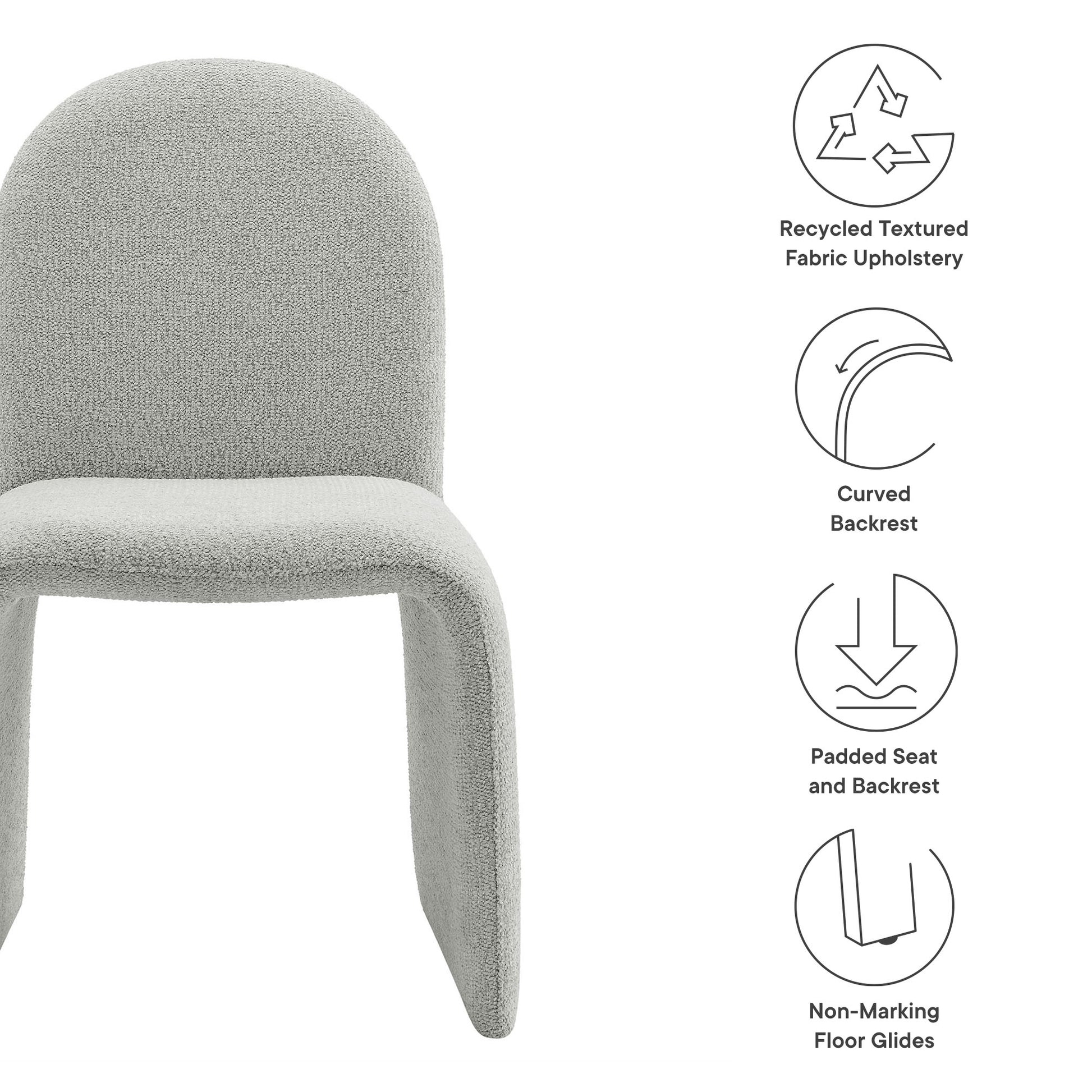 Junia Boucle Upholstered Arch Armless Dining Chair by Modway - Best Buy Furniture