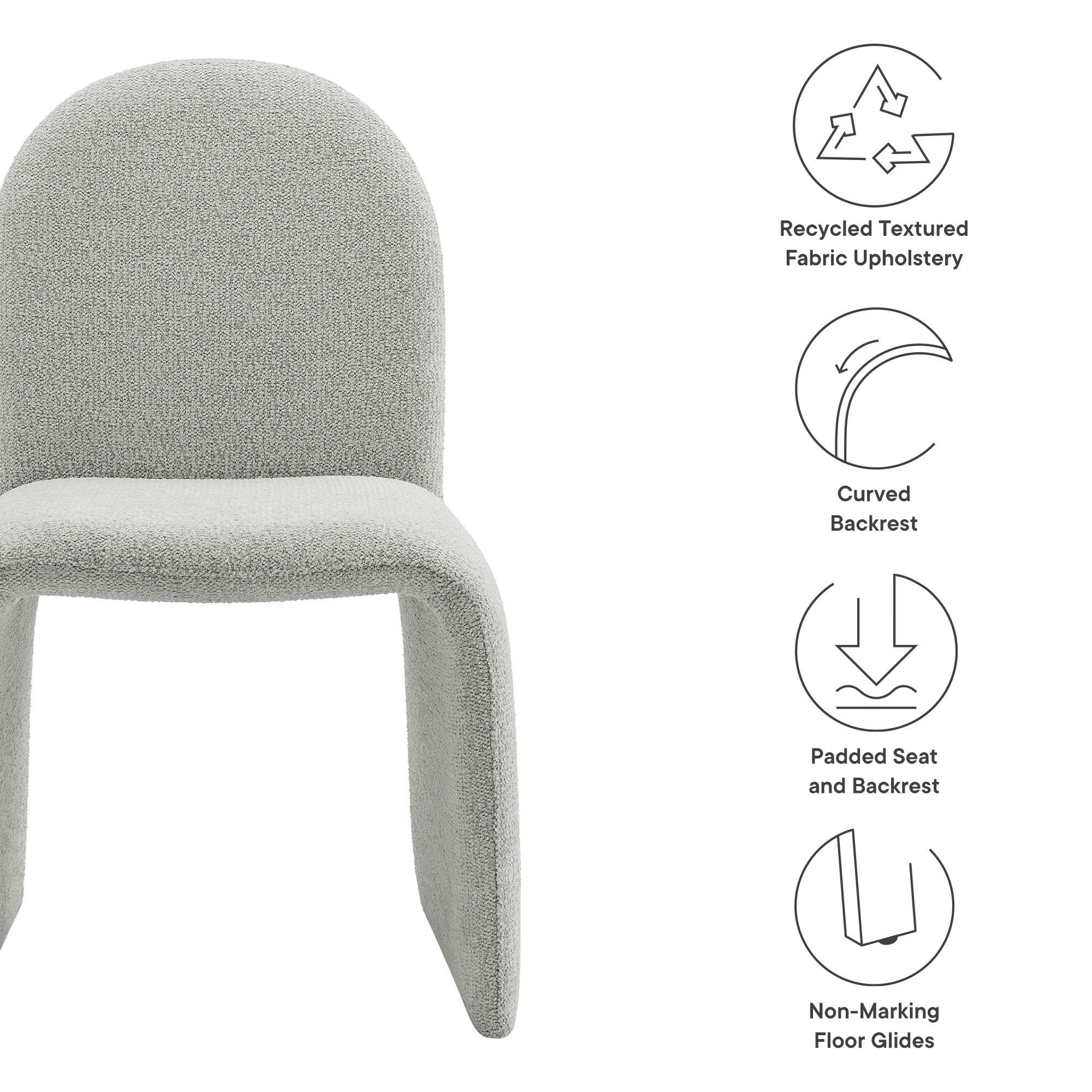 Junia Boucle Upholstered Arch Armless Dining Chair by Modway - Best Buy Furniture